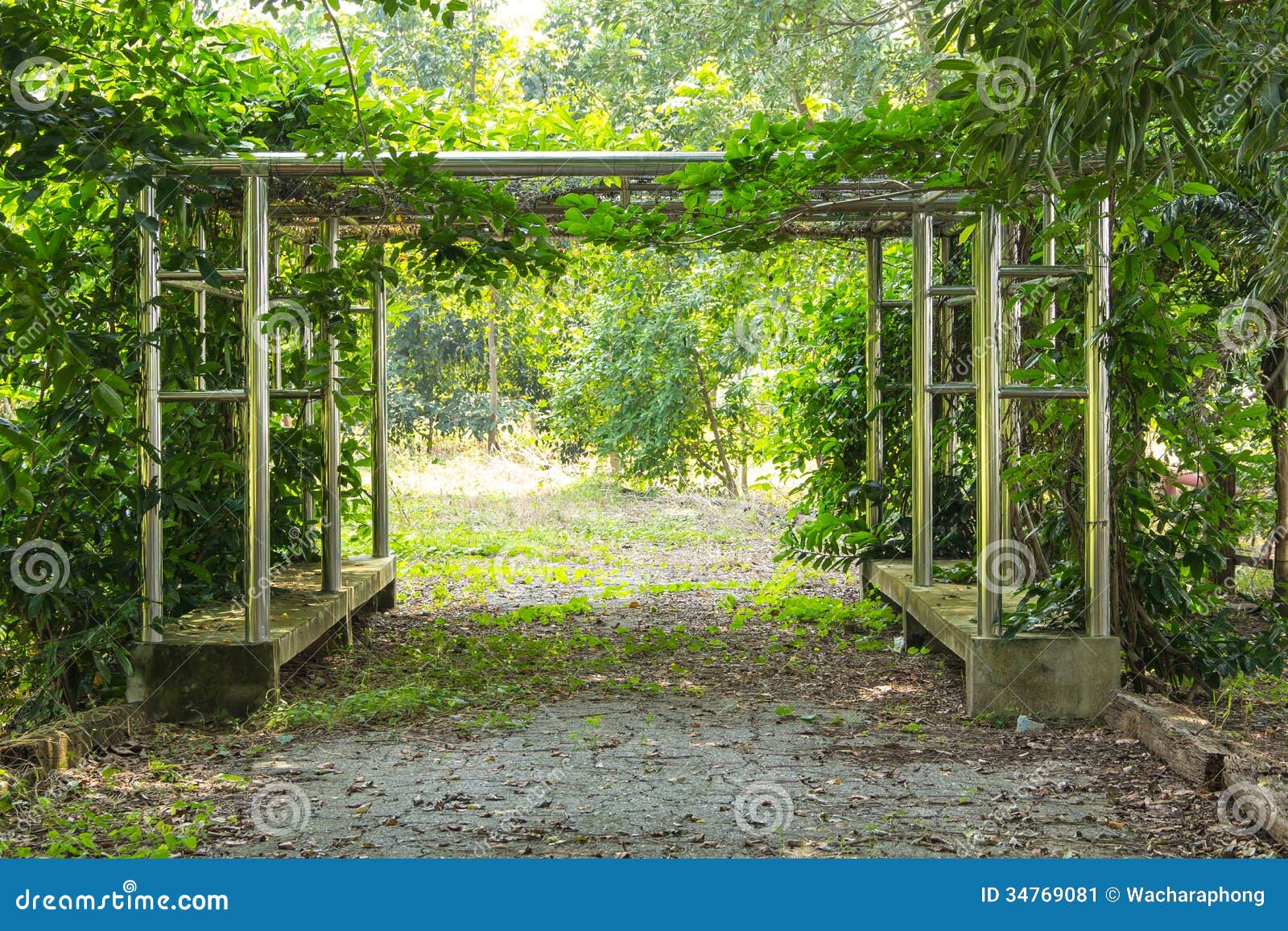 Pergola for sitting in the garden.Gazebo in the garden.