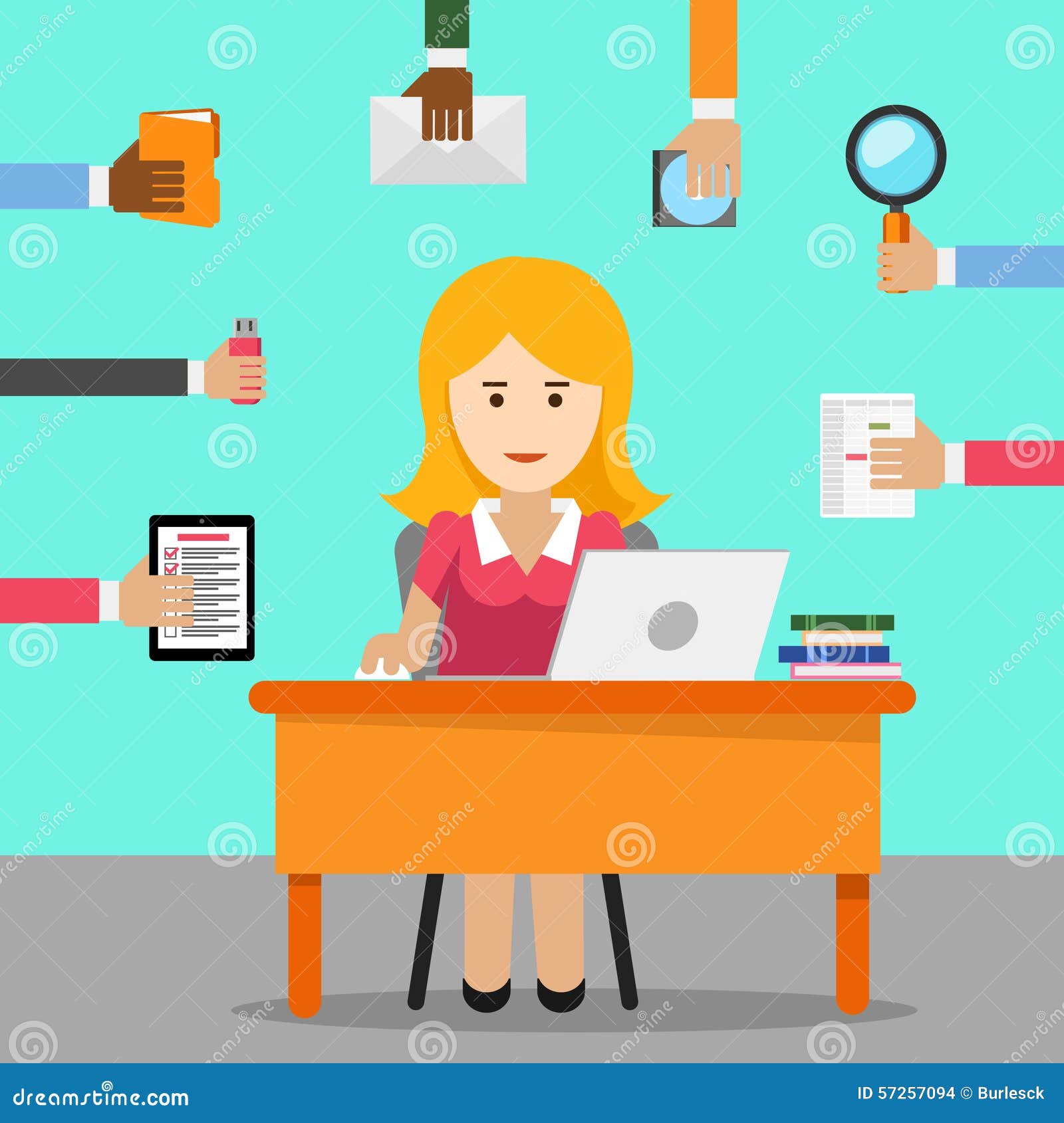 Secretary. Busy Woman For Office Work Stock Vector - Image: 57257094