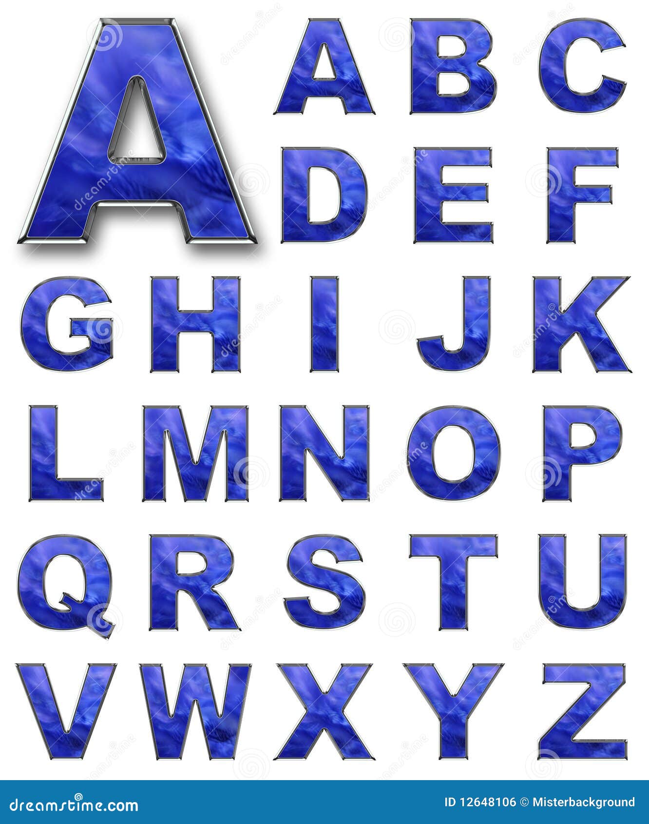 Set Alphabetical Letters Blue Color Royalty Free Stock Image Image
