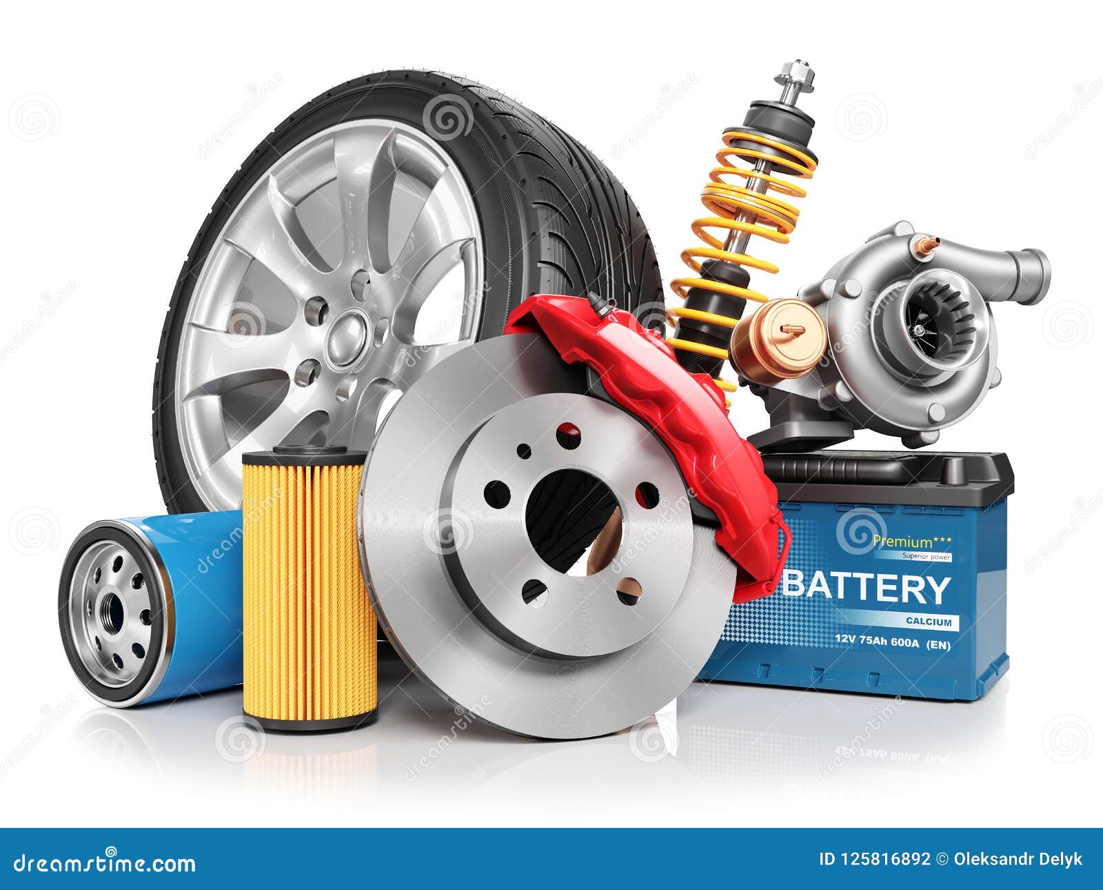 set-car-parts-d-render-isolated-white-background-125816892