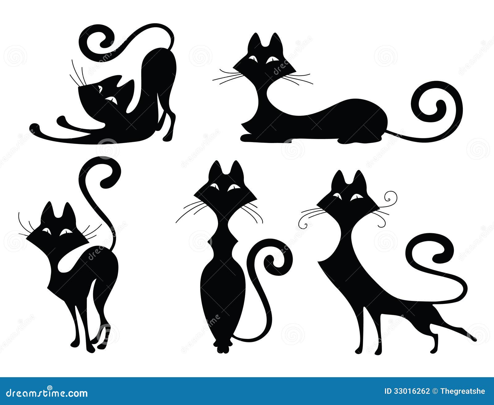 Set of cat silhouettes by Thegreatshe, via Dreamstime