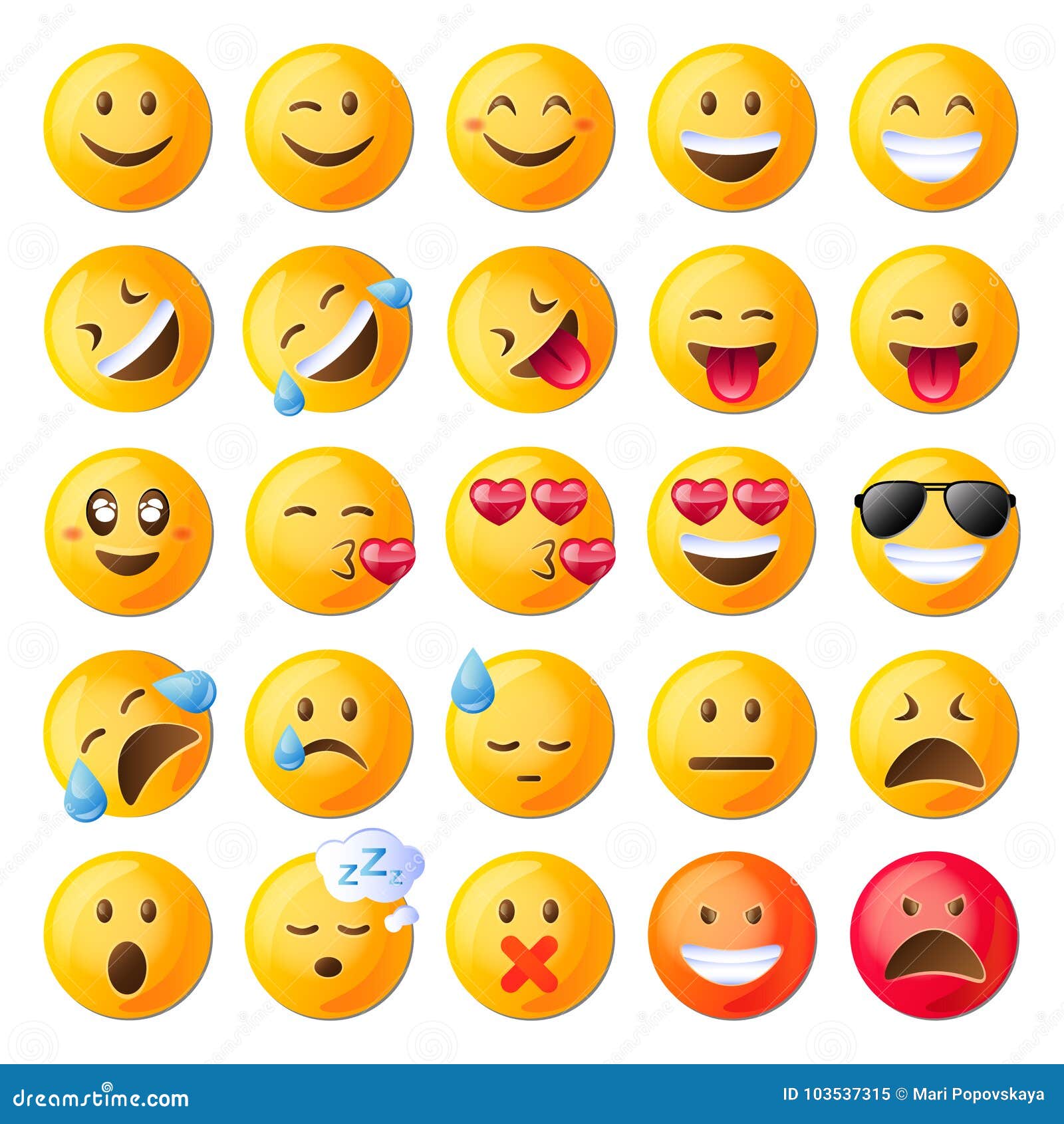 Smiley Emojis Vector Face Set Smileys Emoticons And Emoji Cute Faces