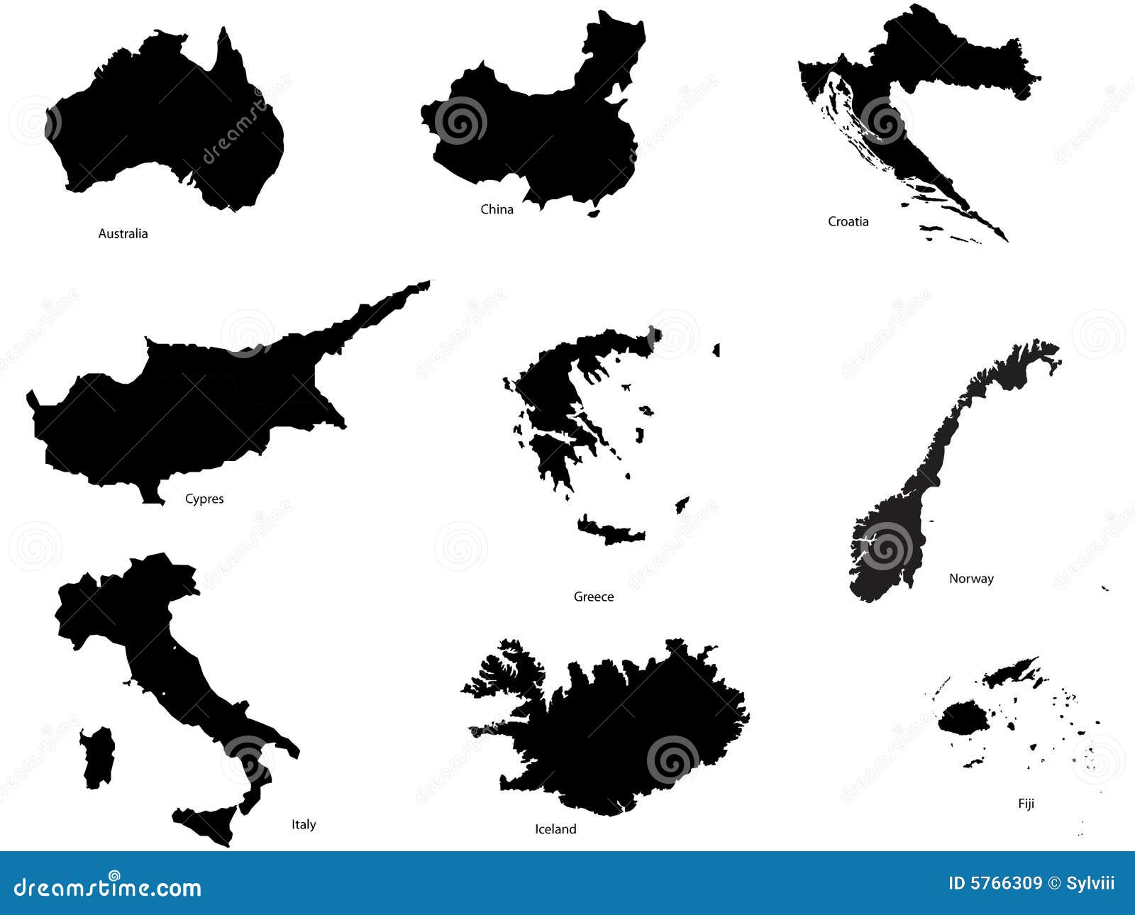 Set Of Different Countrys And Continent Shapes Royalty Free Stock