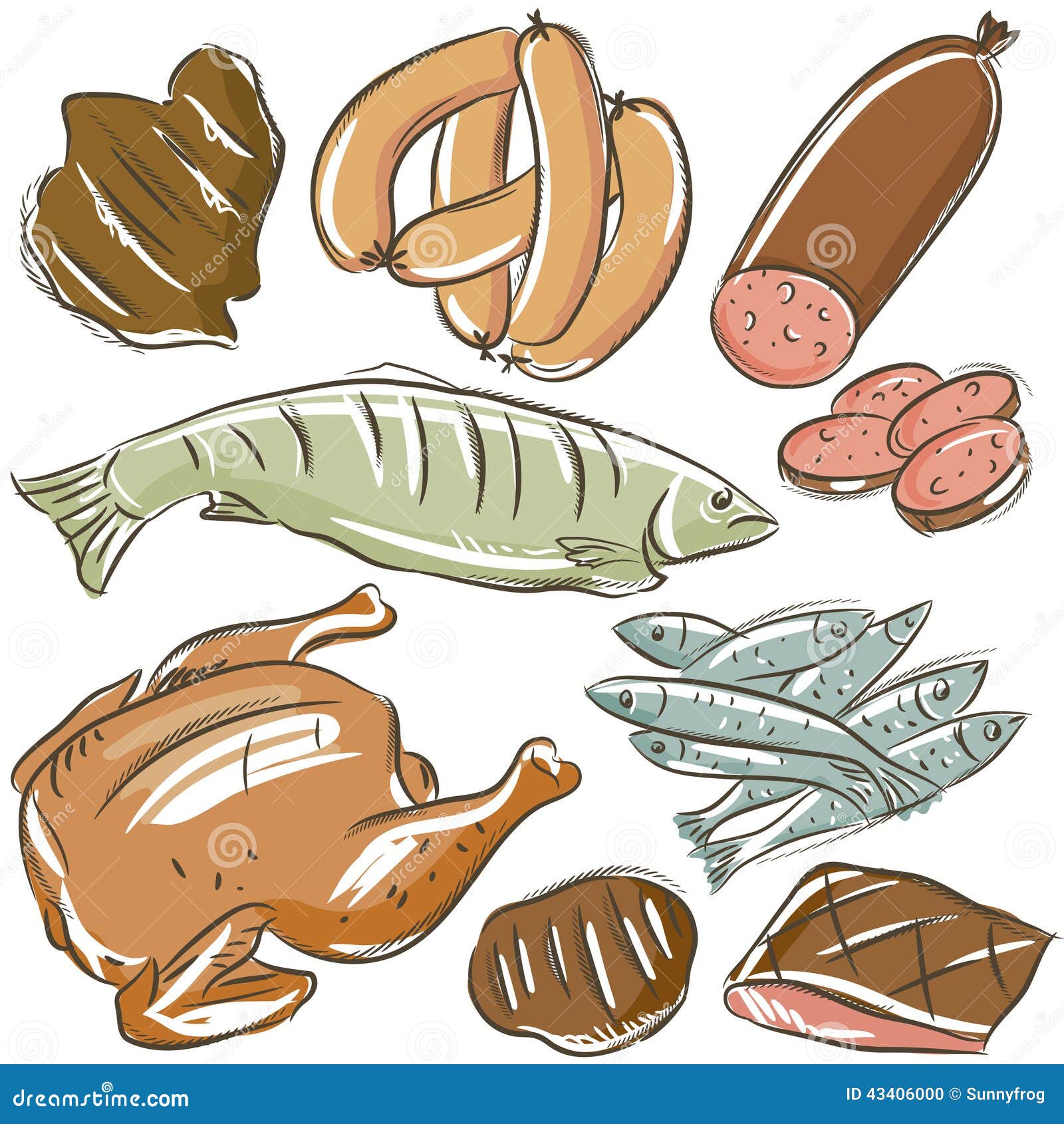 Set Of Different Meats Stock Vector Image 43406000