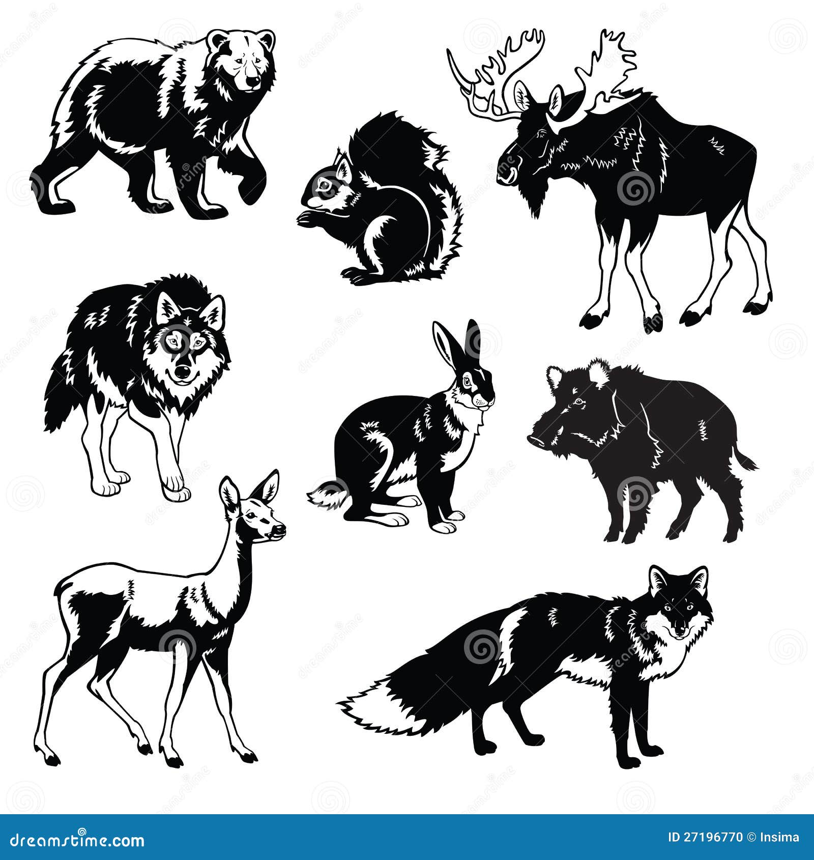 forest animals clipart black and white - photo #8