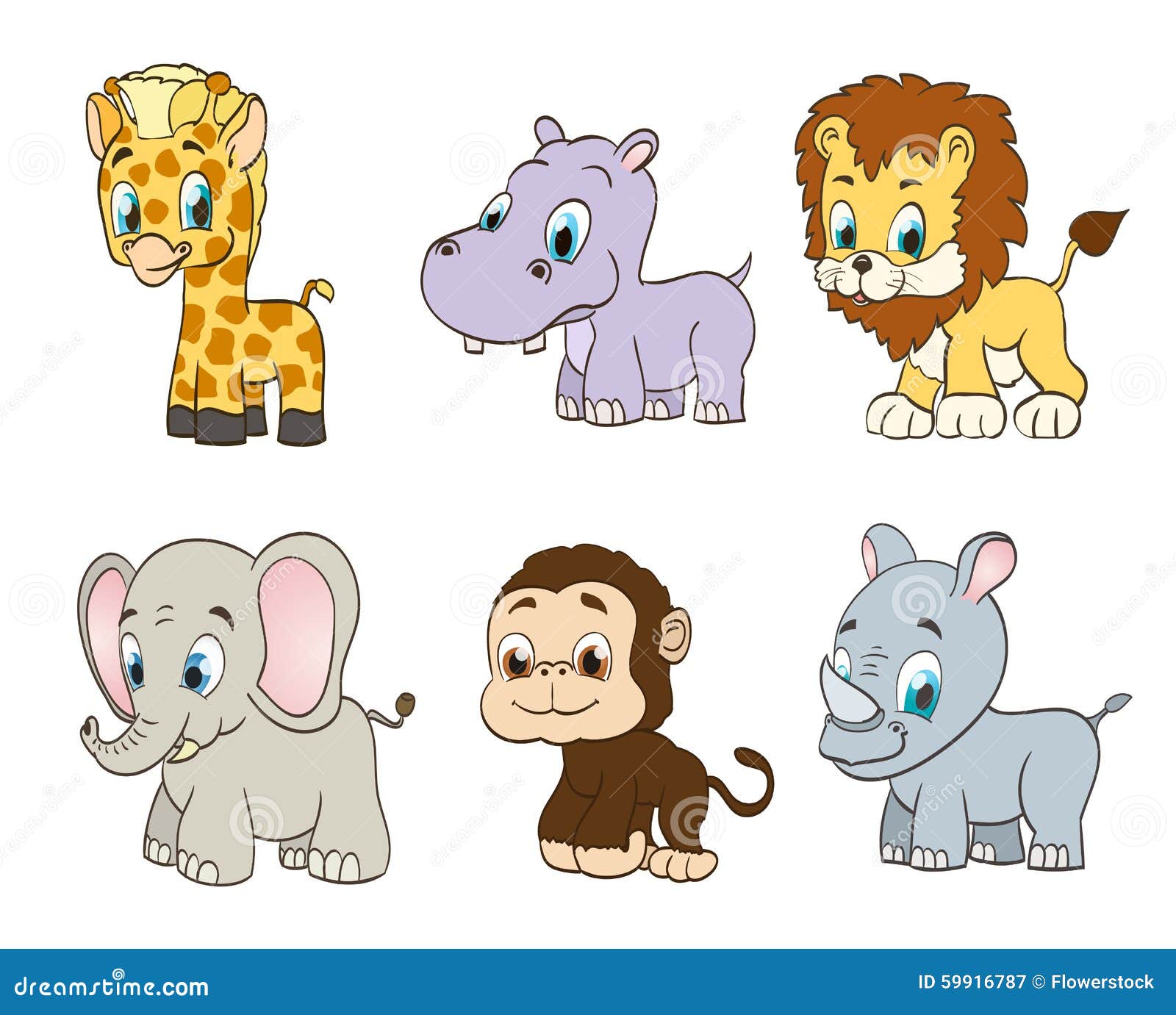 Set Of Vector Jungle Cartoon Animals Stock Vector - Image: 59916787