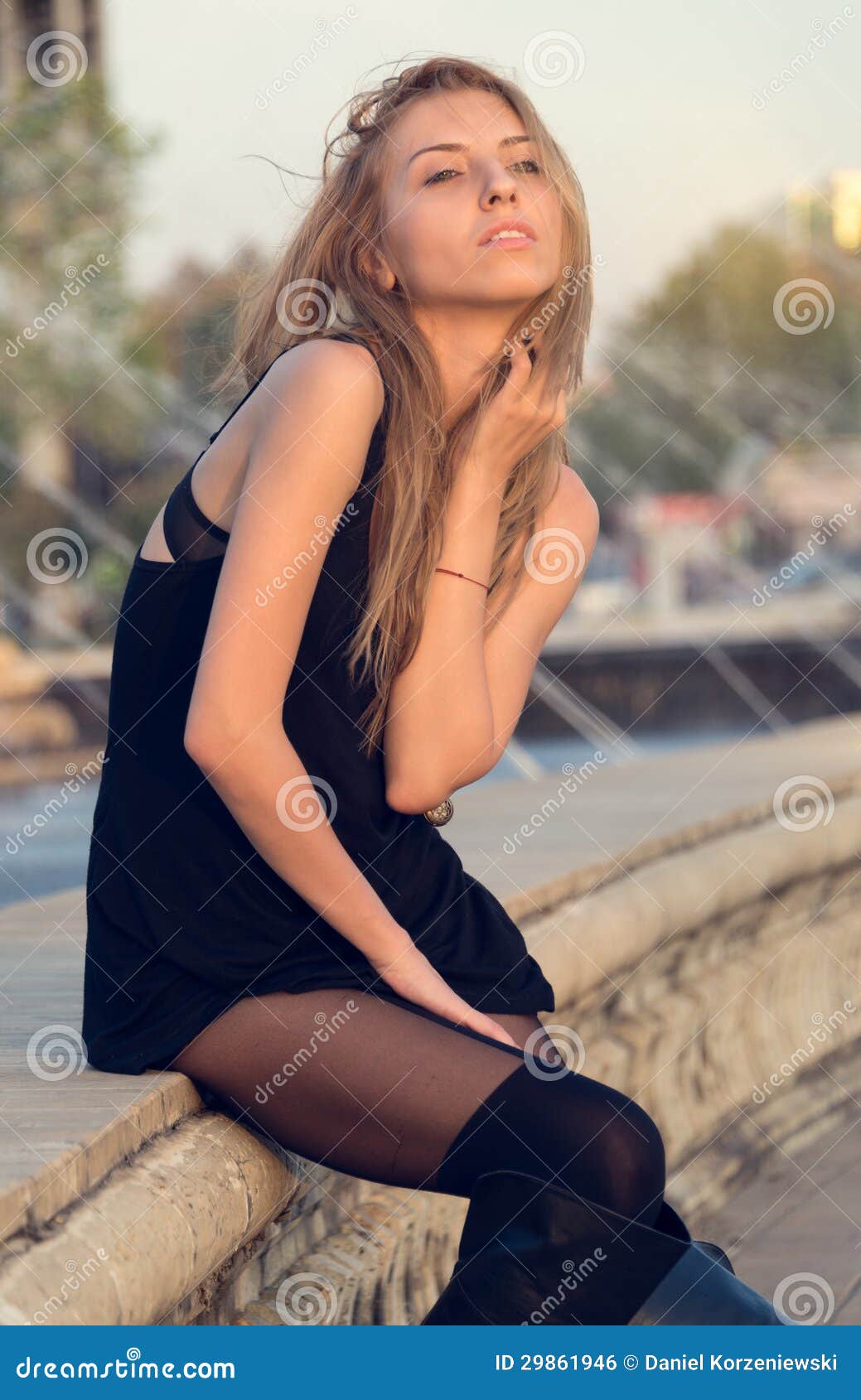 Sexy Woman In A Short Black Dress Royalty Free Stock Image