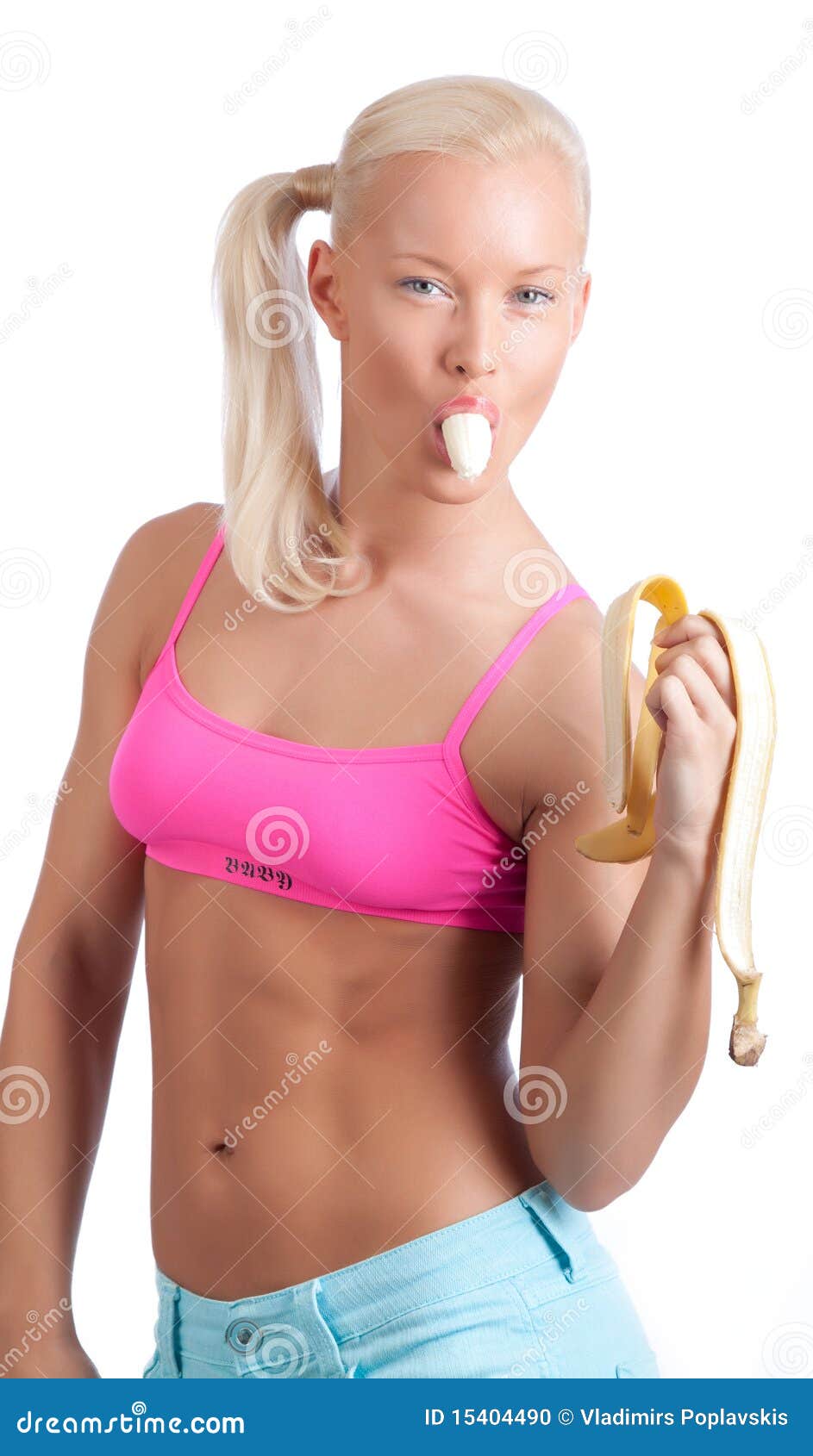 eating banana blonde Sexy