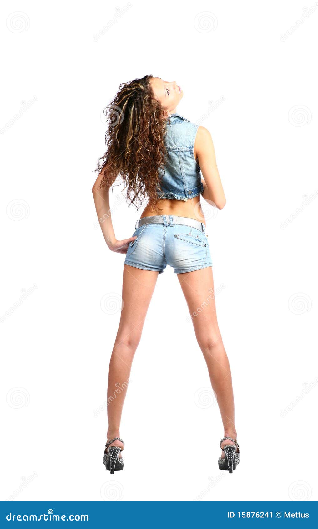 Sexy Brunette In Jeans Wear Stock Image Image