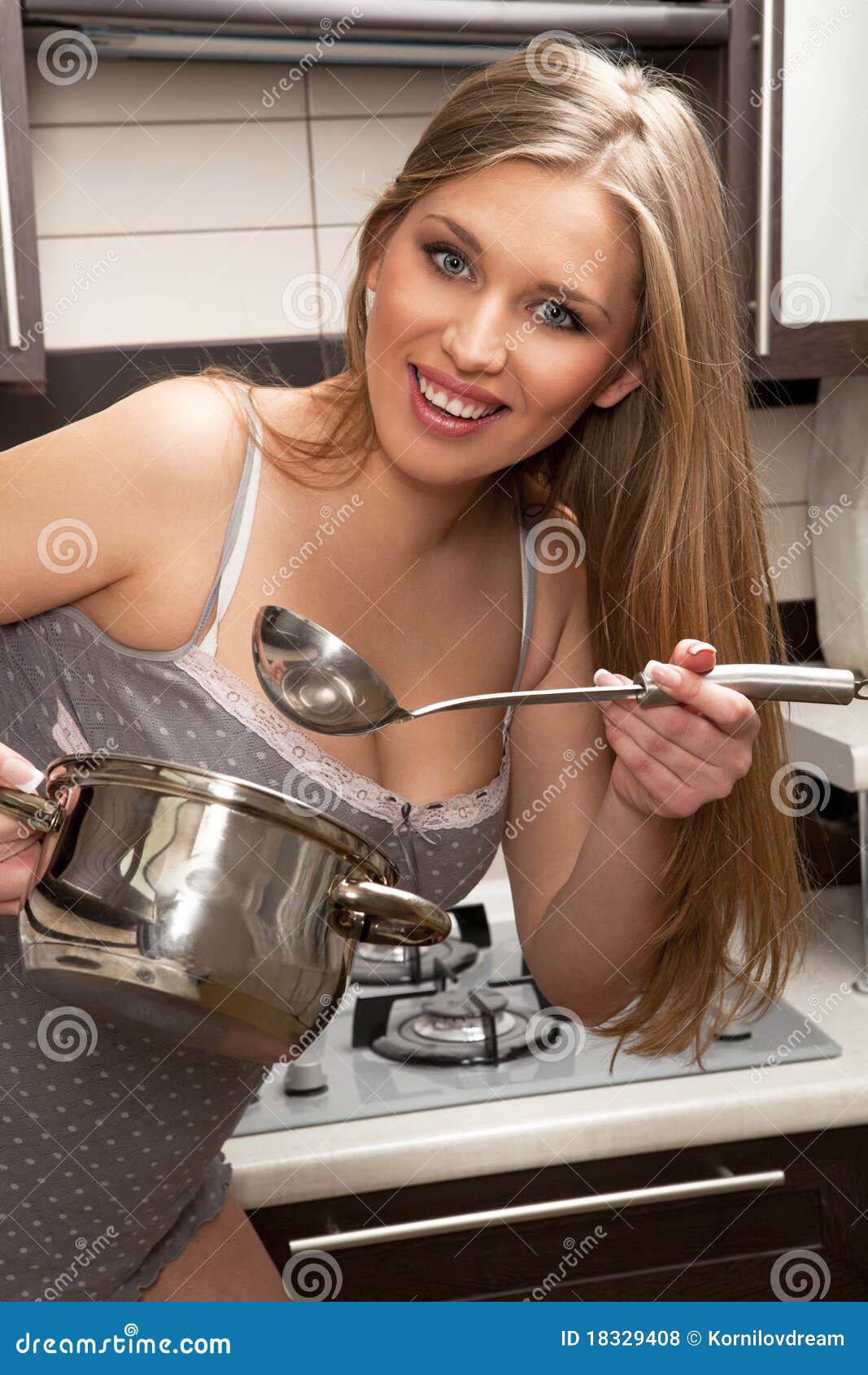 Housewife Tasting Stock Photo Image Of Kitchen Cooker
