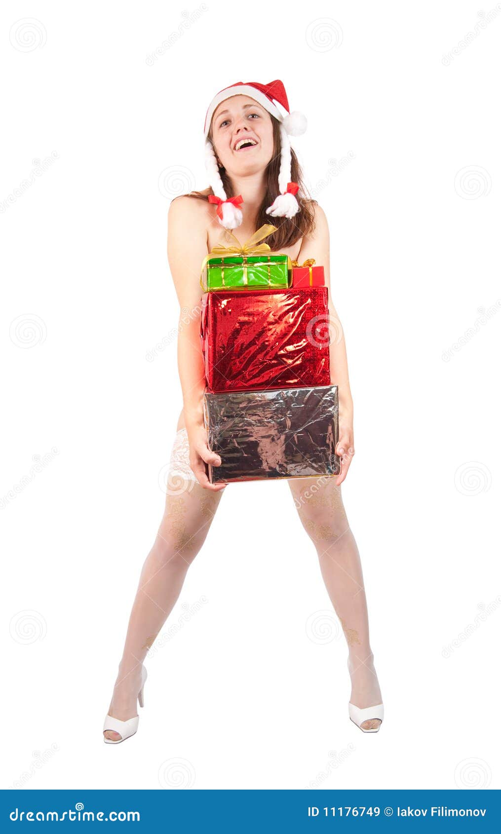 sexy woman standing with christmas gifts royalty free sexy woman standing with christmas gifts royalty free