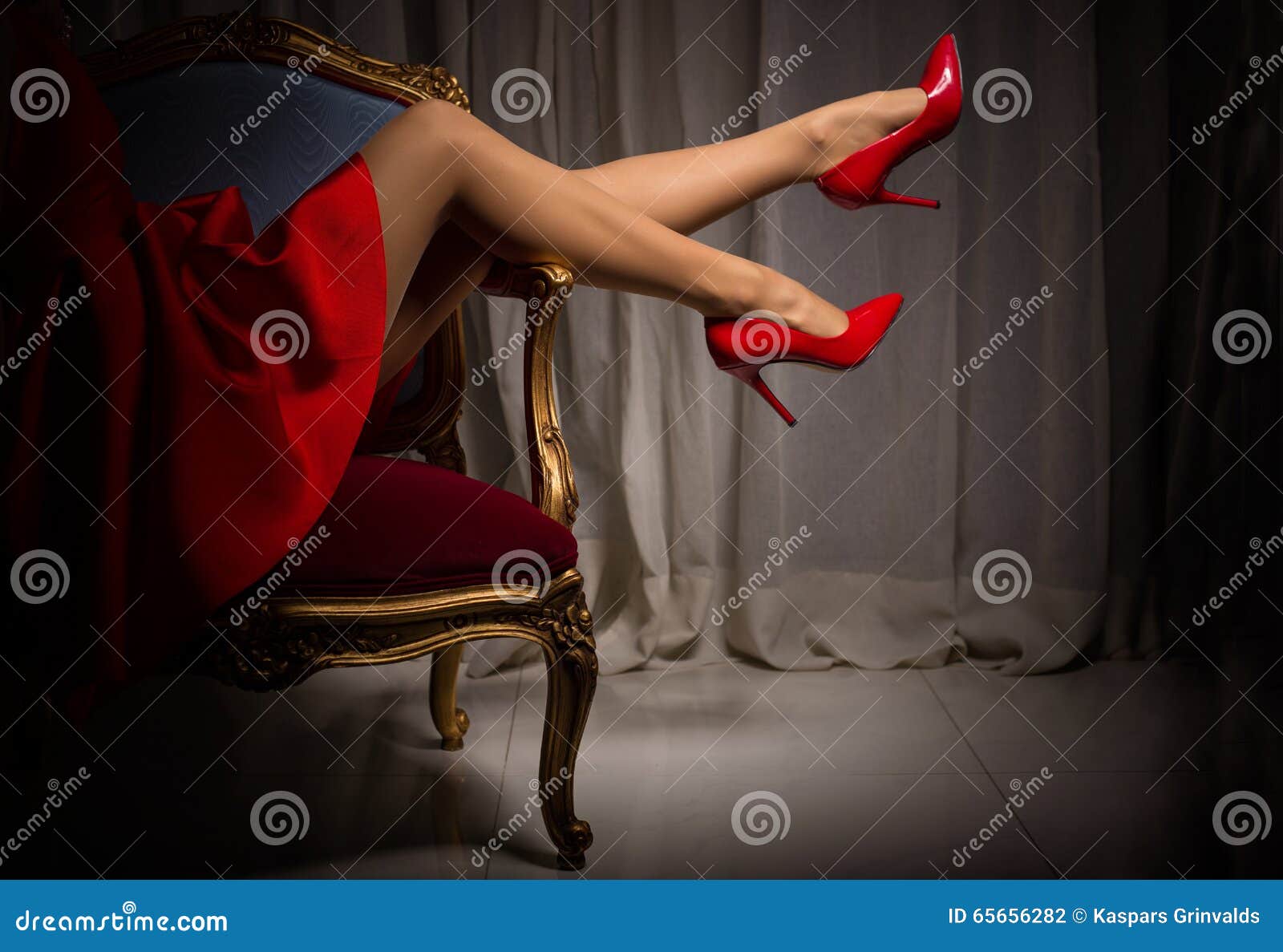 Womans Legs In Red High Heels Stock Photo Image Of Fashion