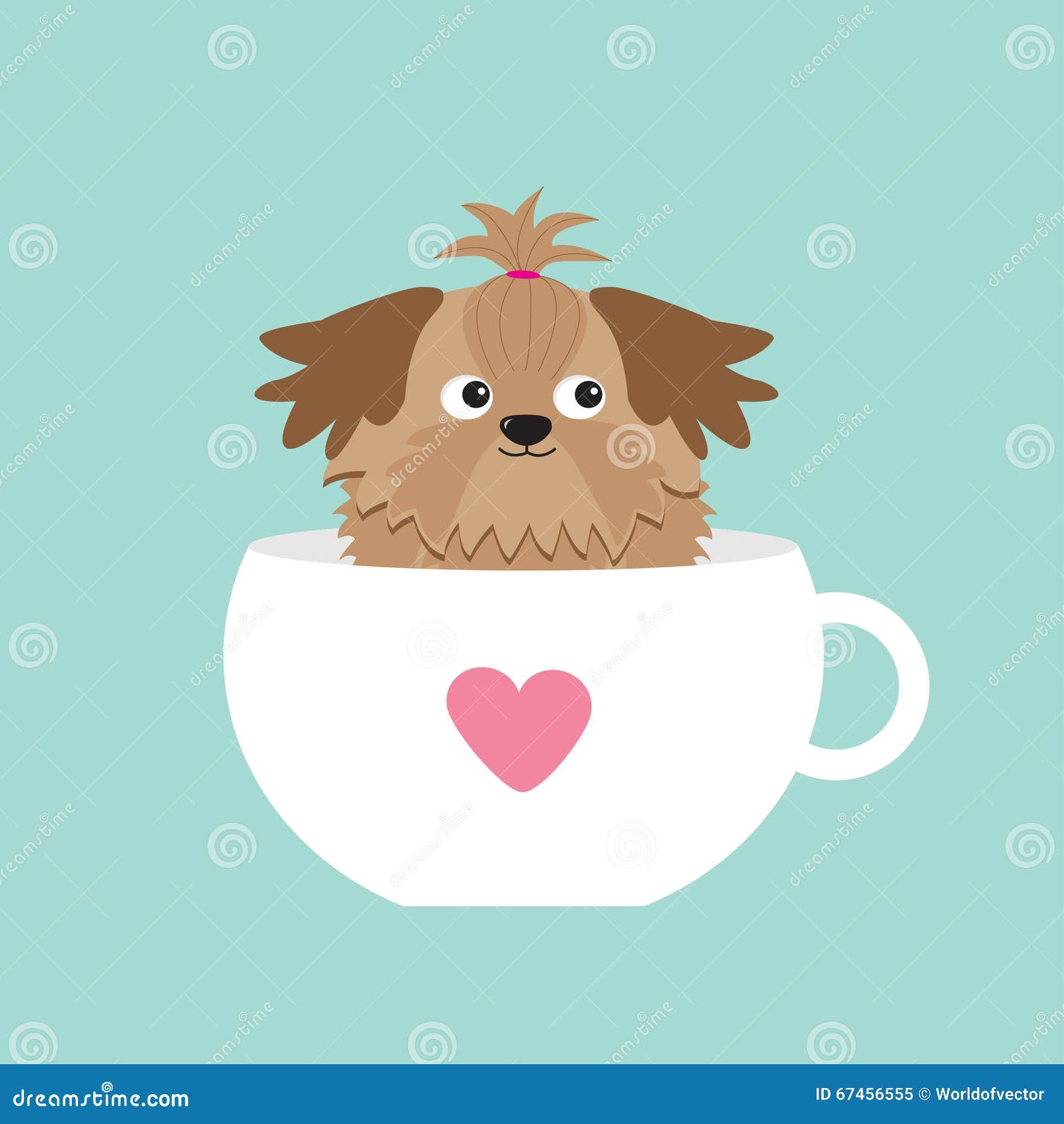 shih tzu character shih tzu sitting in pink cup with character flat design blue shih tzu character shih tzu sitting in pink cup with character flat design blue