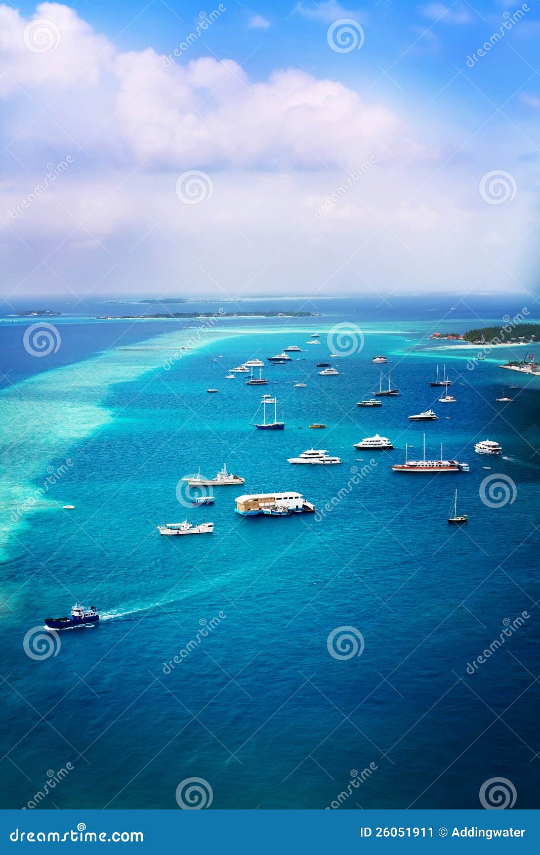 Ships In Ocean Near Beach In Maldive Island Stock Image - Image: 26051911