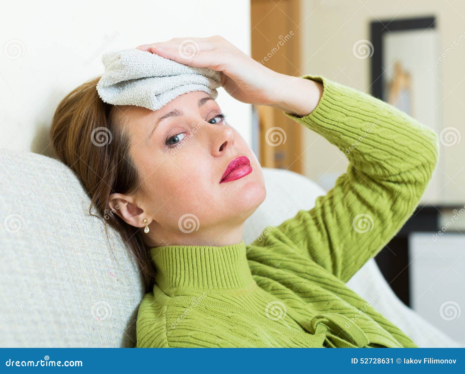 Sick Woman Stock Image Image Of Hurt Holding Couch 52728631