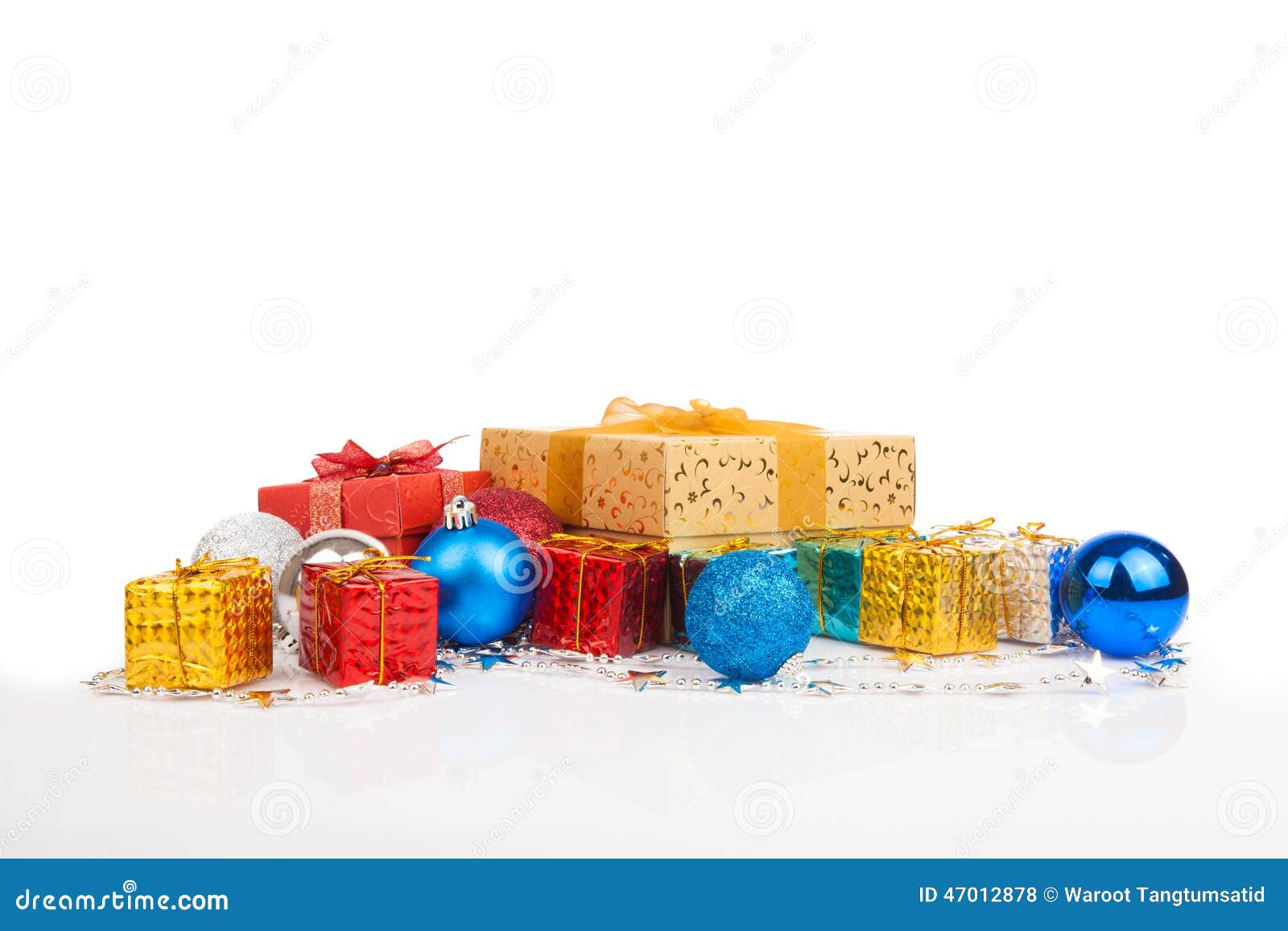 side view of christmas tree bauble ornament and gift box mountain christmas ornaments