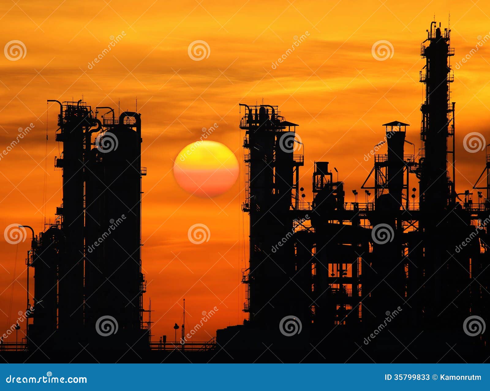 Silhouette Tower Of Oil Refinery Stock Photos - Image: 35799833