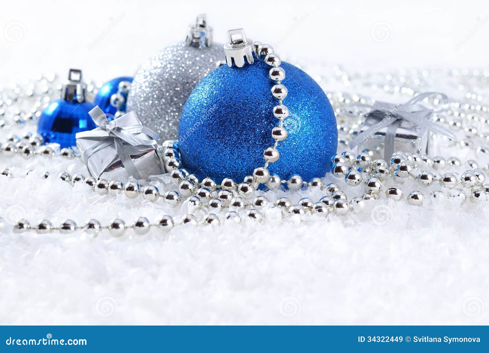 Silver And Blue Christmas Decorations Royalty Free Stock Images ...