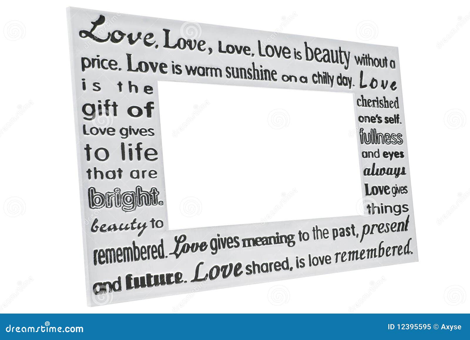 Royalty Free Stock Photo: Silver photo frame with love poem