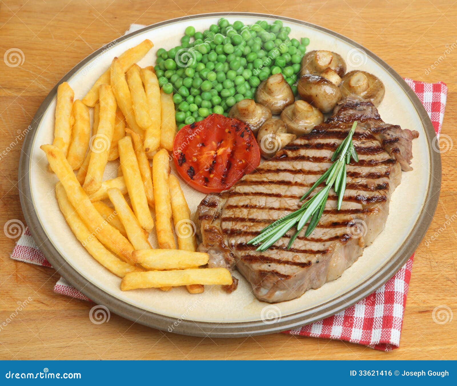 Sirloin SteaK & Chips Dinner Plate Royalty Free Stock Image - Image