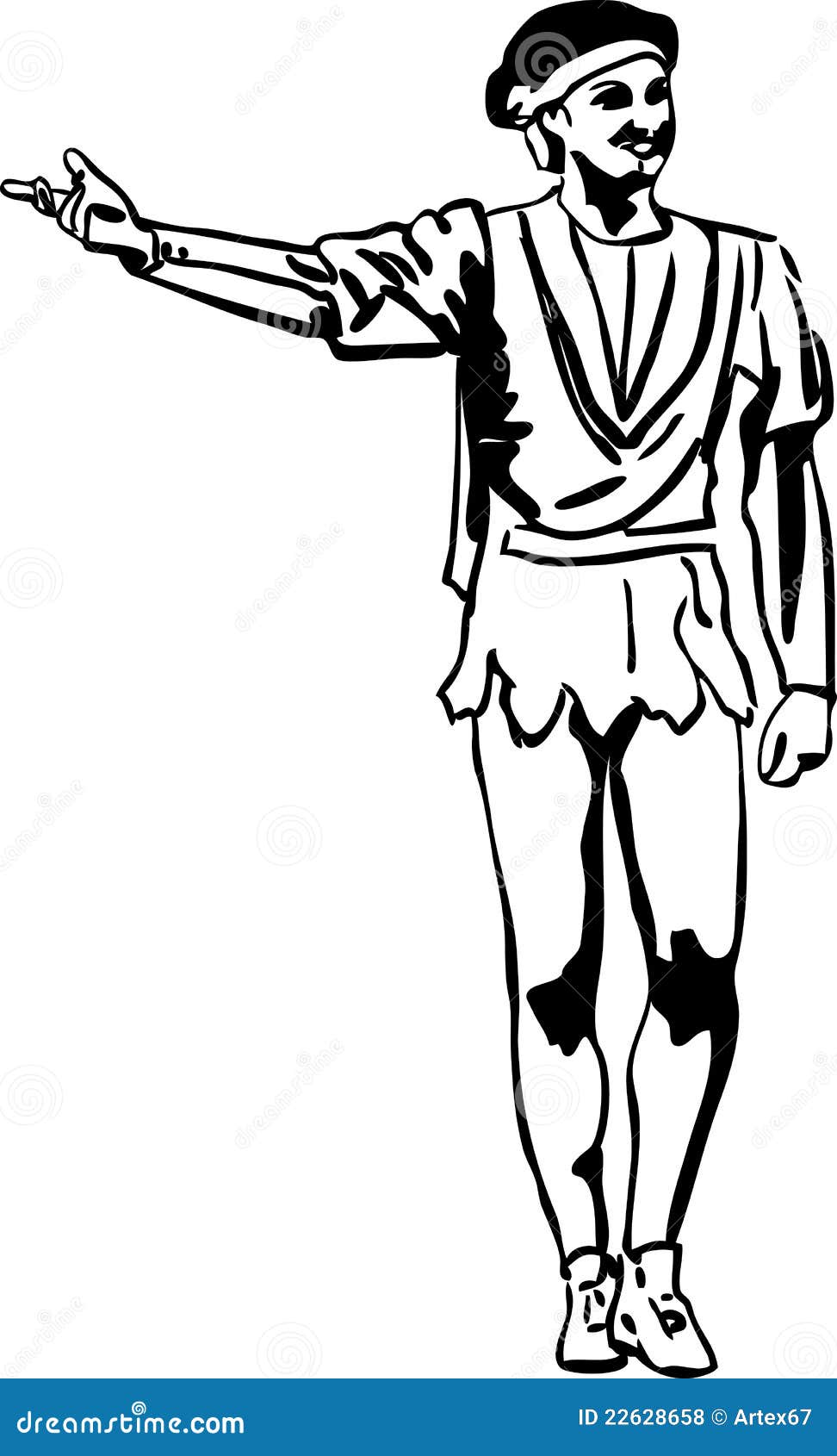 Sketch Male Ballet Dancer Standing In Pose Royalty Free Stock Photos