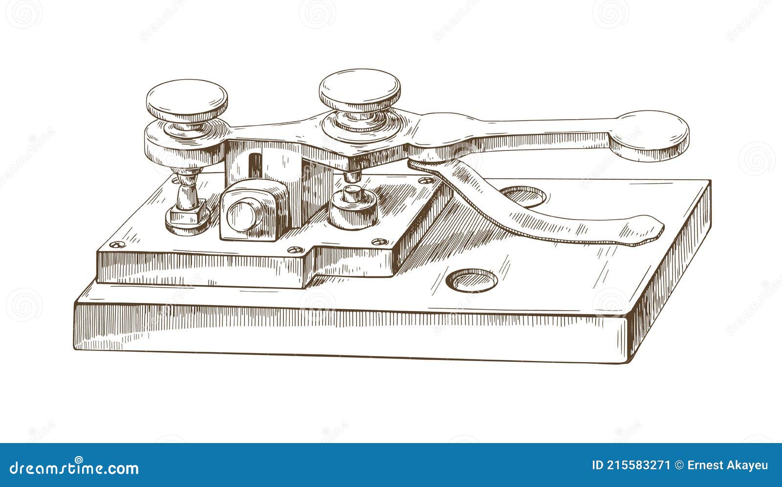 Sketch Of Old Telegraph Machine In Vintage Style Antique Morse Code