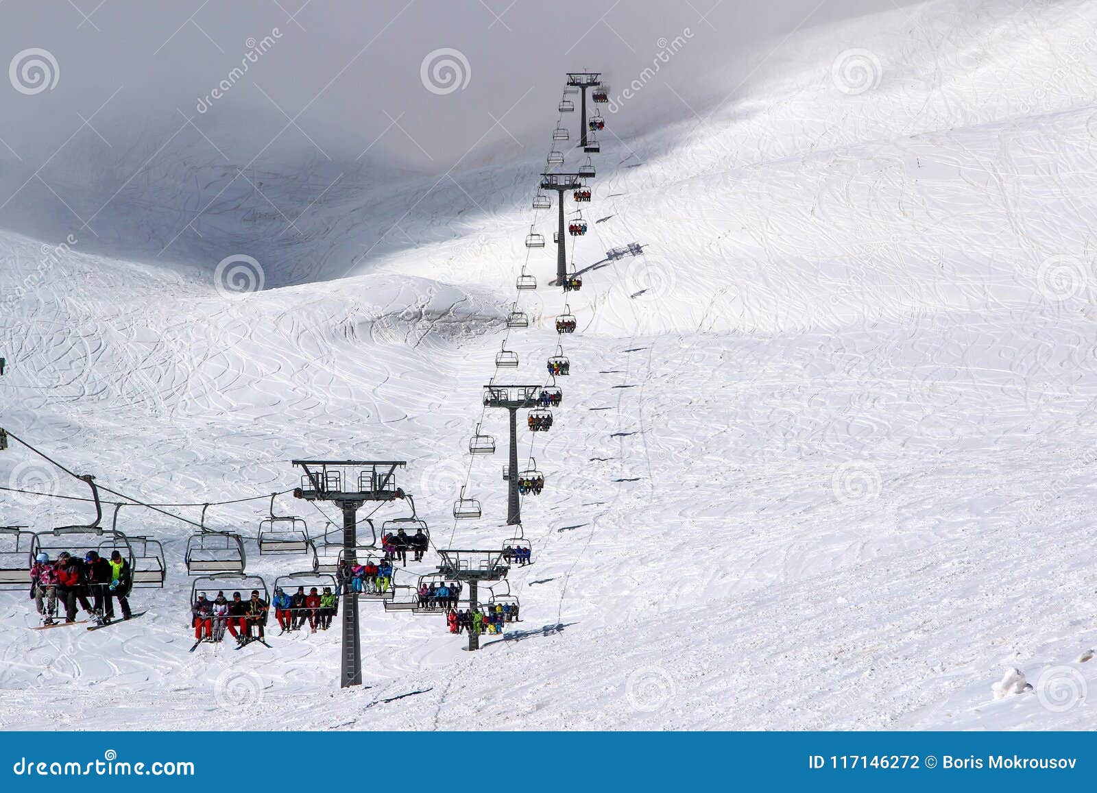 Ski Lift In The Mountains Editorial Photography Image Of Blue