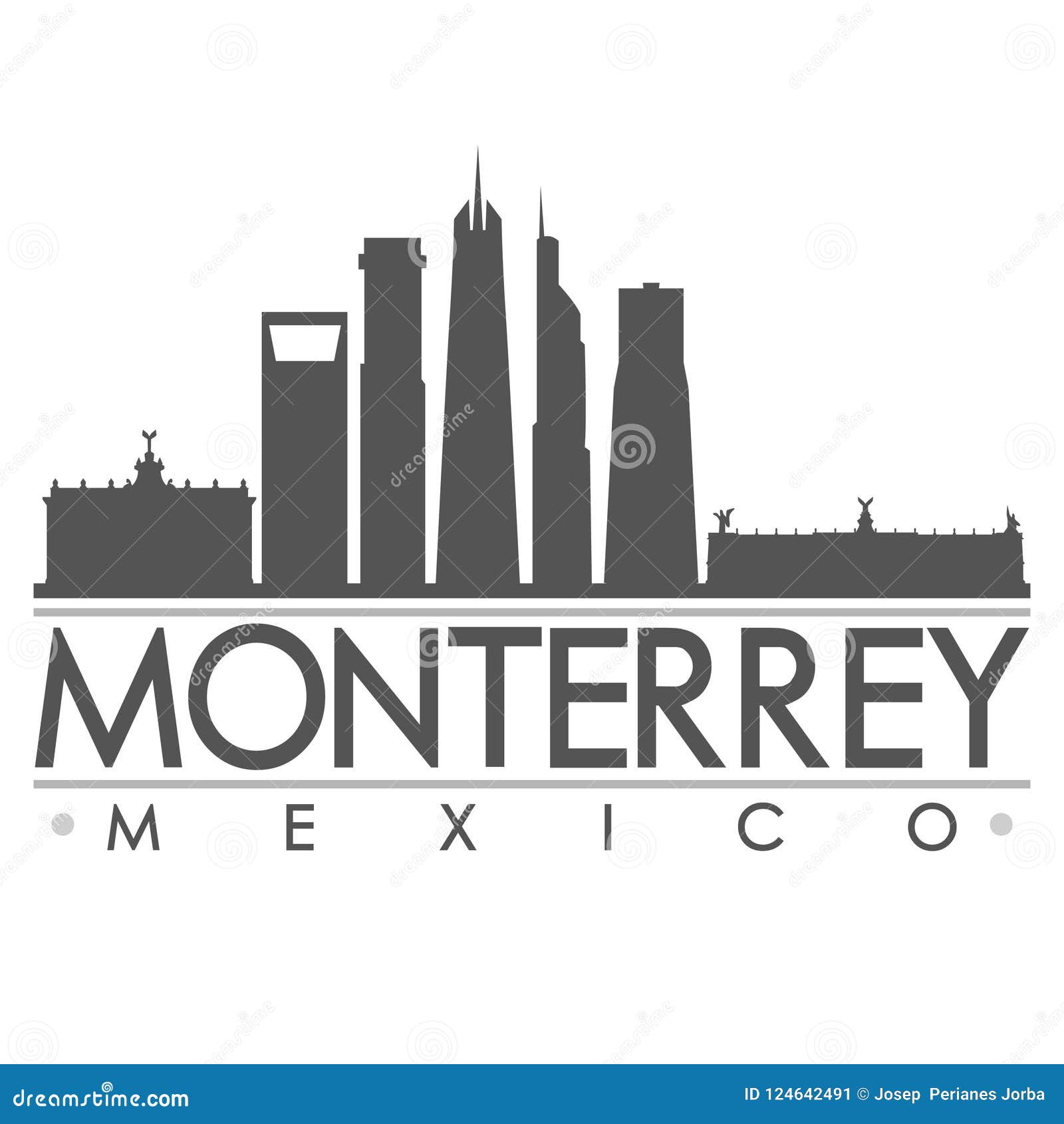 Monterrey Silhouette Skyline Mexico Monterrey Vector City Mexican