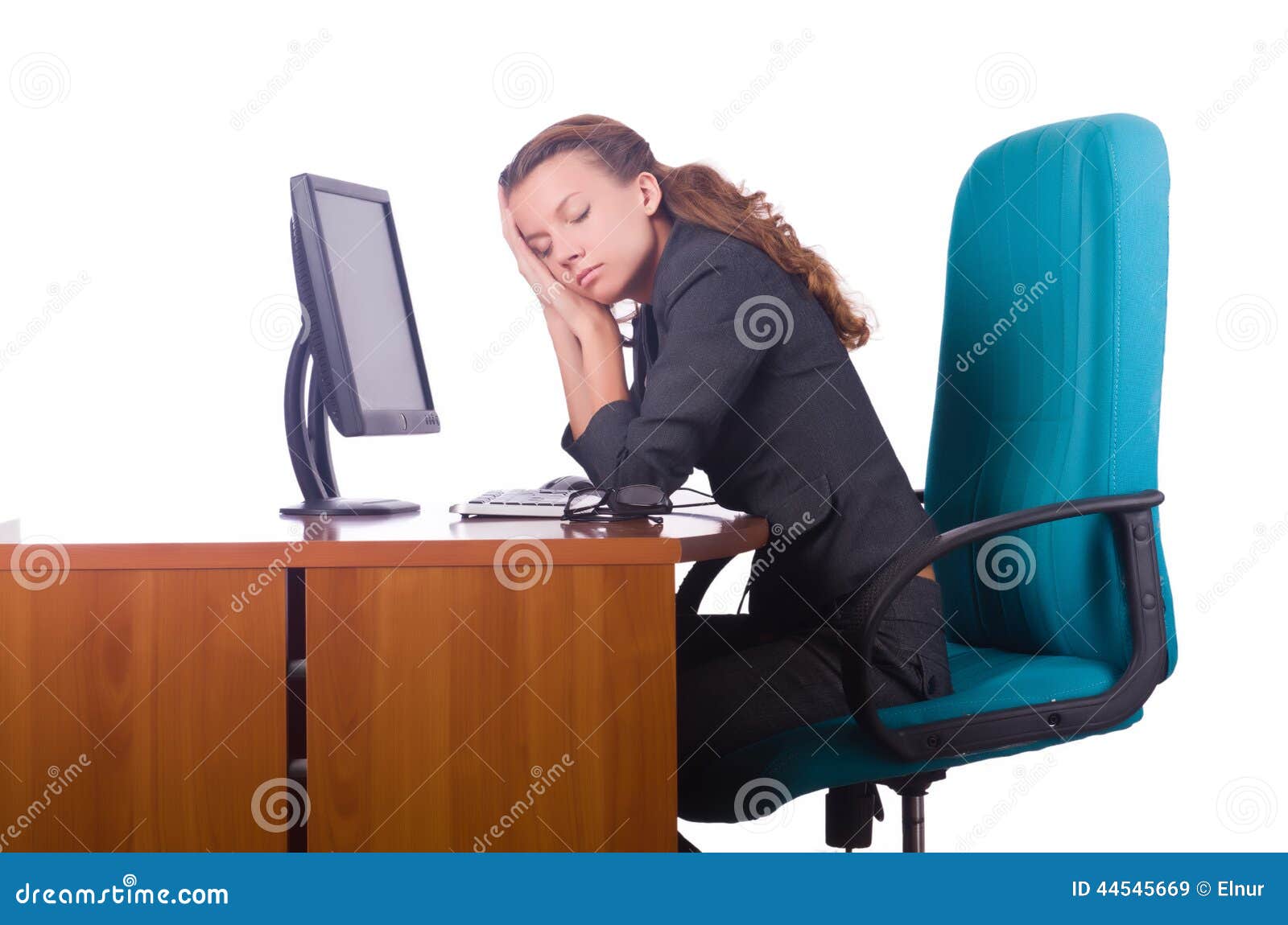 Woman Asleep Desk In Office Stock Photos and Images
