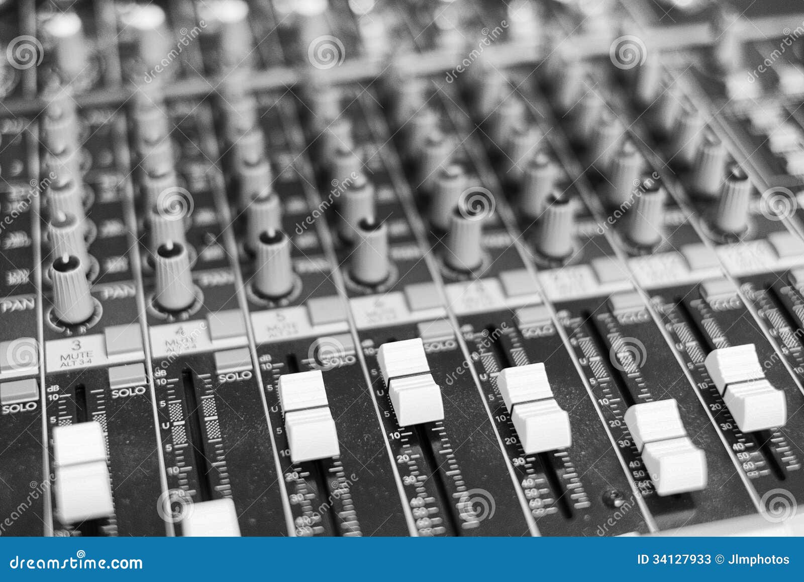 Sliders And Knobs On A Music Control Board Stock Photos Image 34127933