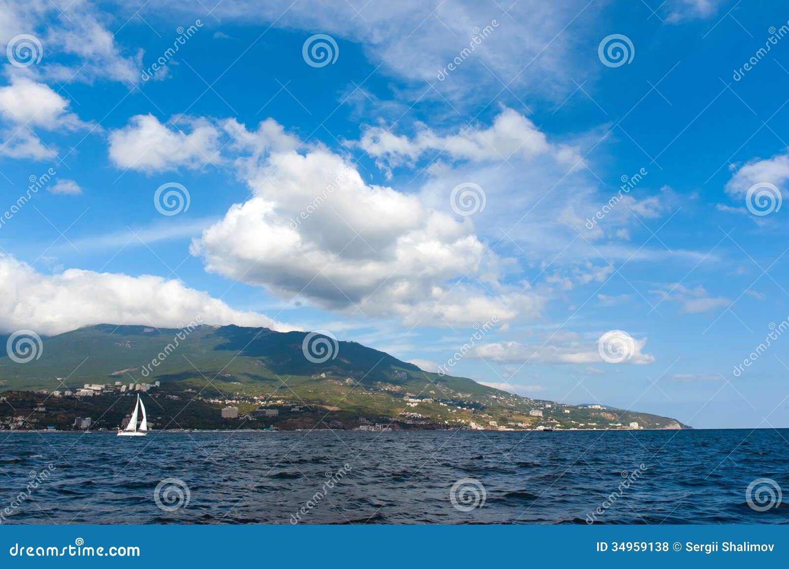 Small Sailing Boat In Blue And Calm Sea Royalty Free Stock Photos 