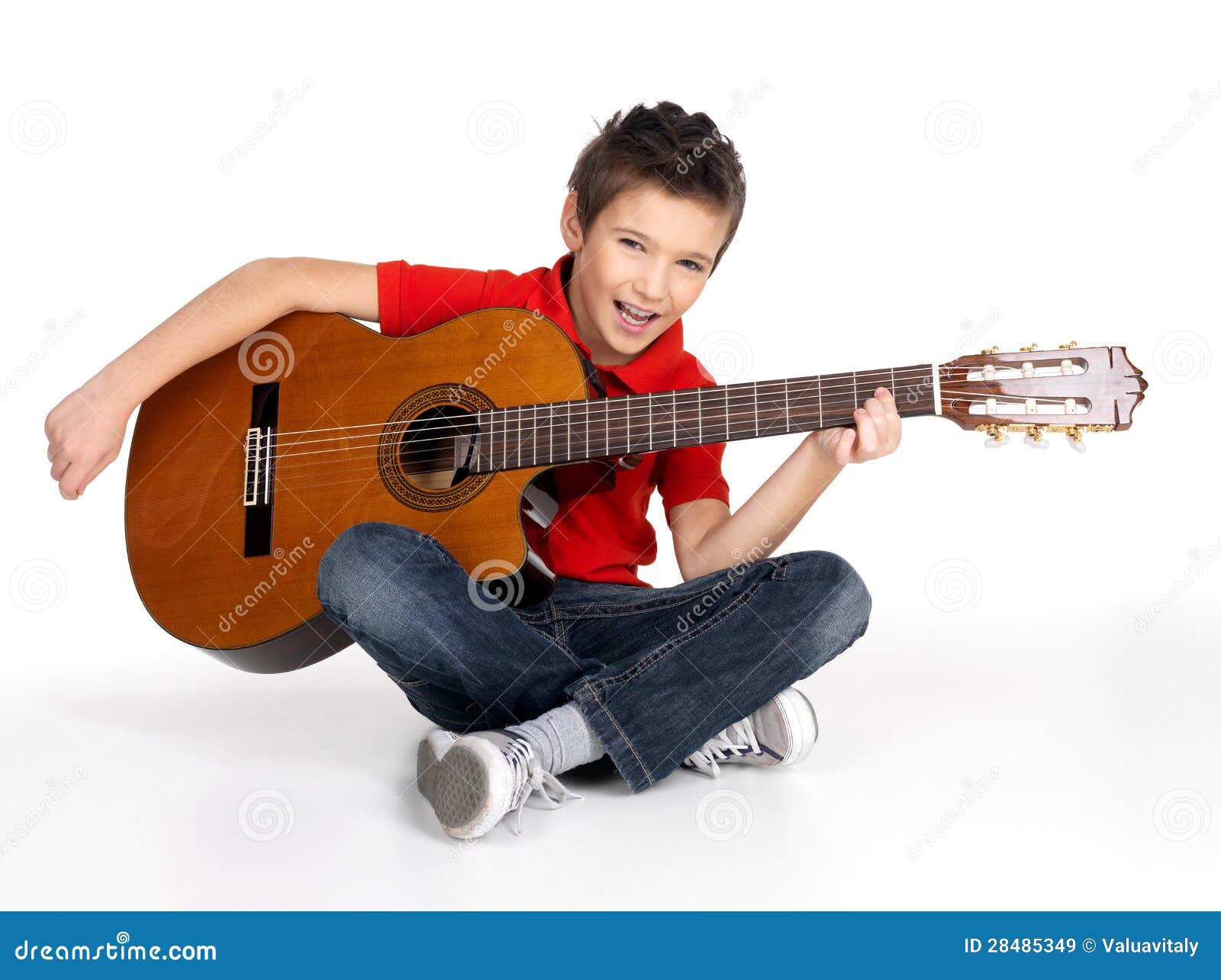 Boy Playing Acoustic Guitar