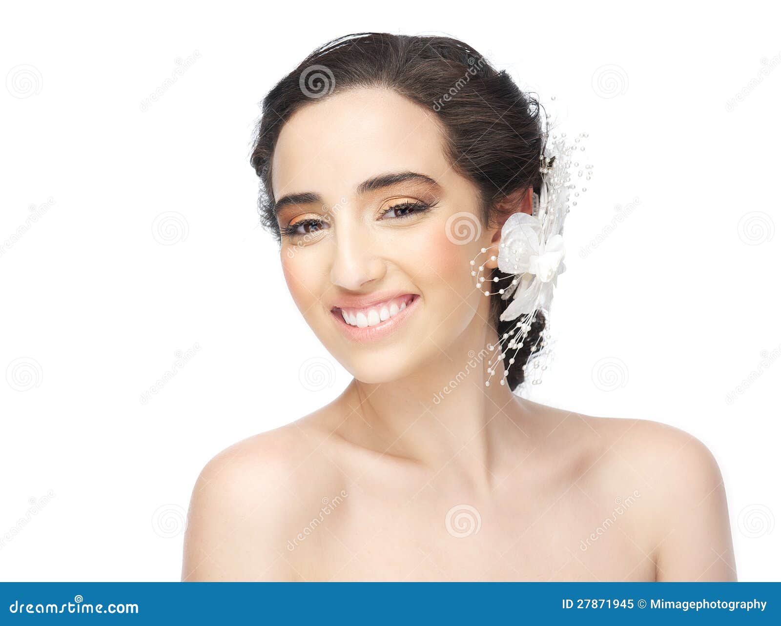 Blond Woman With Naked Shoulders Smiling Stock Image 