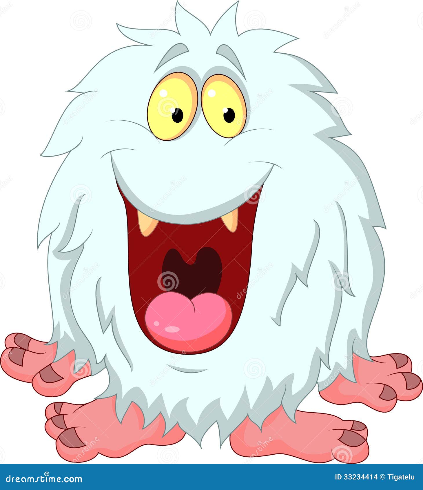 Yeti Cartoon Character Bigfoot Vector Illustration Isolated On White