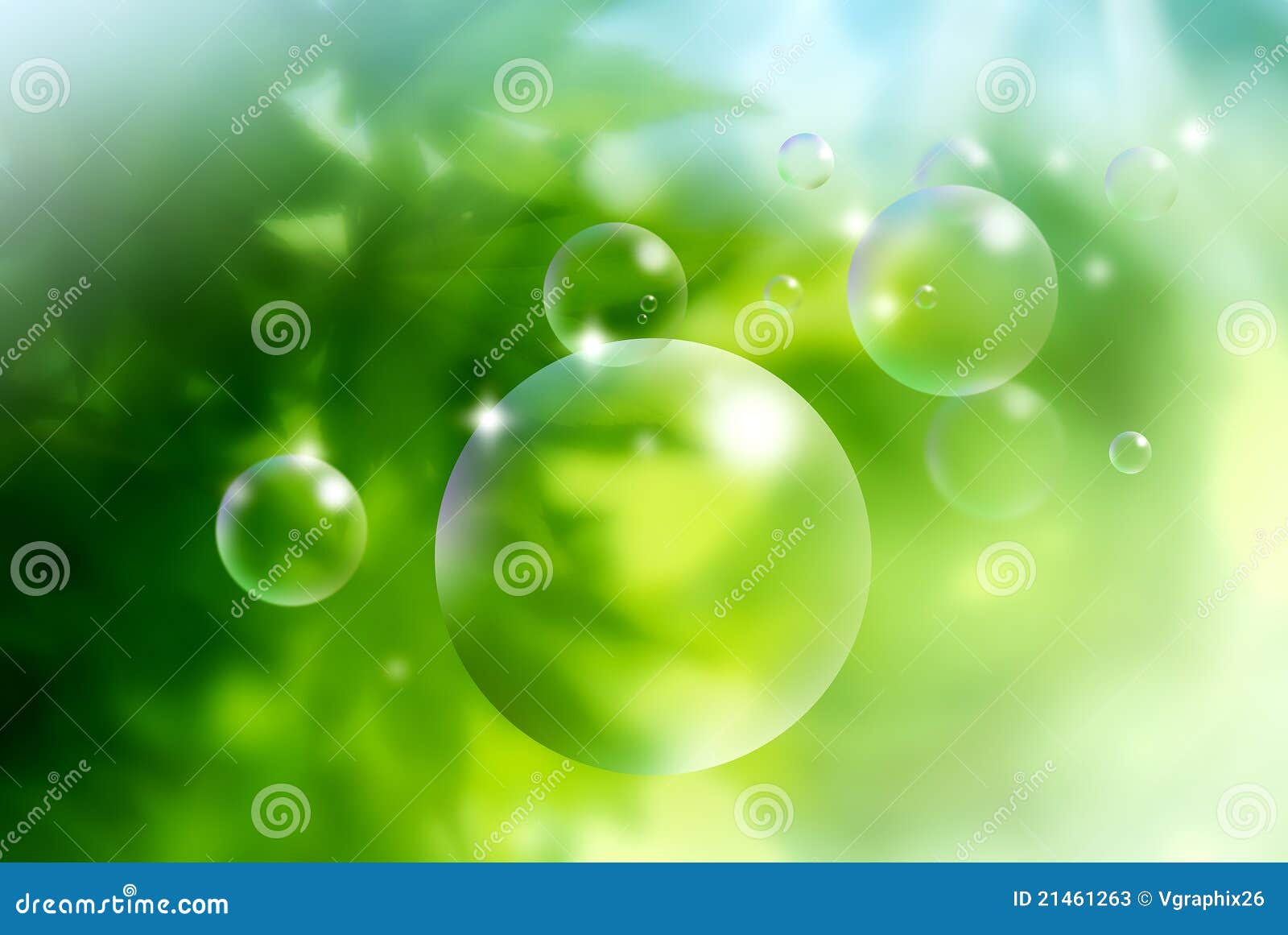 Soap Bubbles On Green Background Stock Photos - Image: 21461263