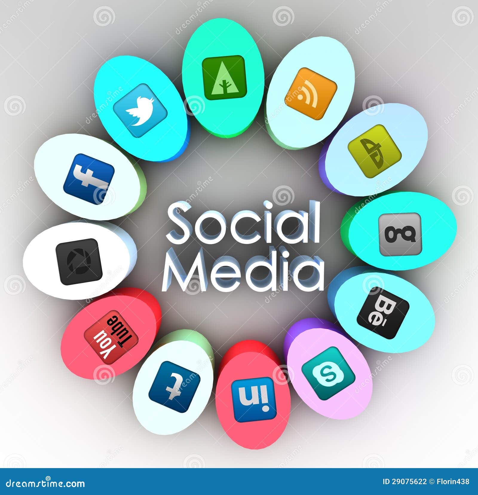 Social media flower concept with social icons.