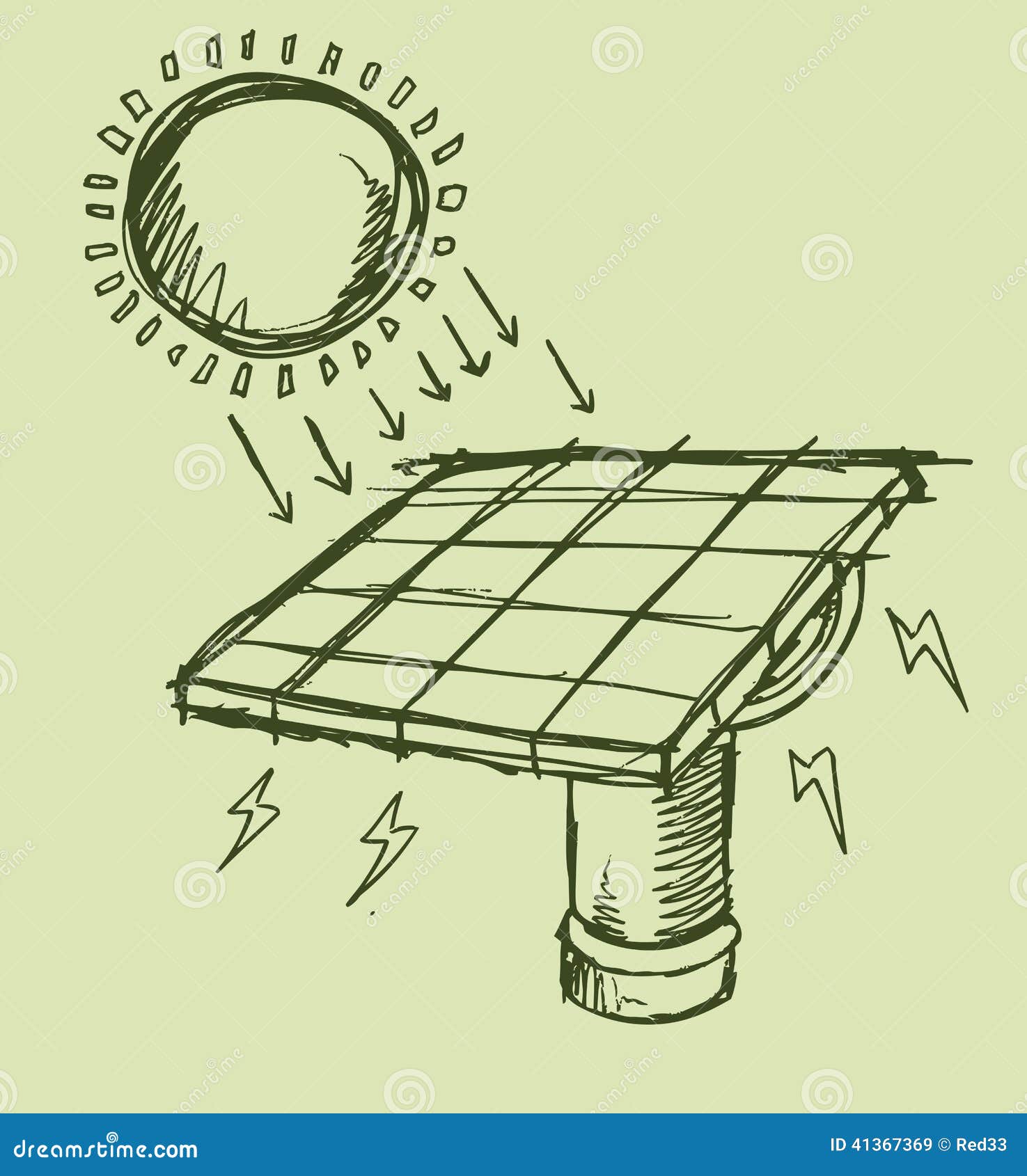 Solar Energy Sketch Vector Illustration Stock Vector