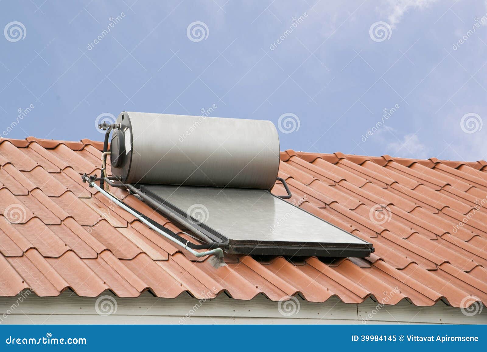 Solar Panel For Hot Water System On Roof Stock Photo - Image: 39984145