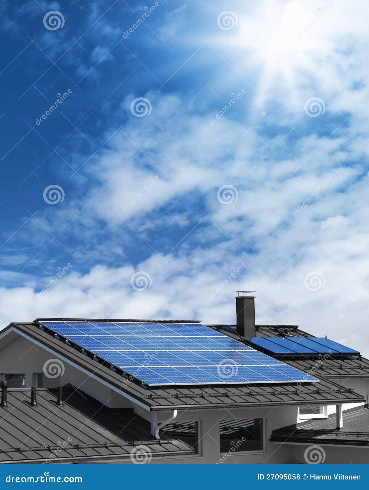 Solar Panels On House Rooftop Royalty Free Stock Photos - Image 