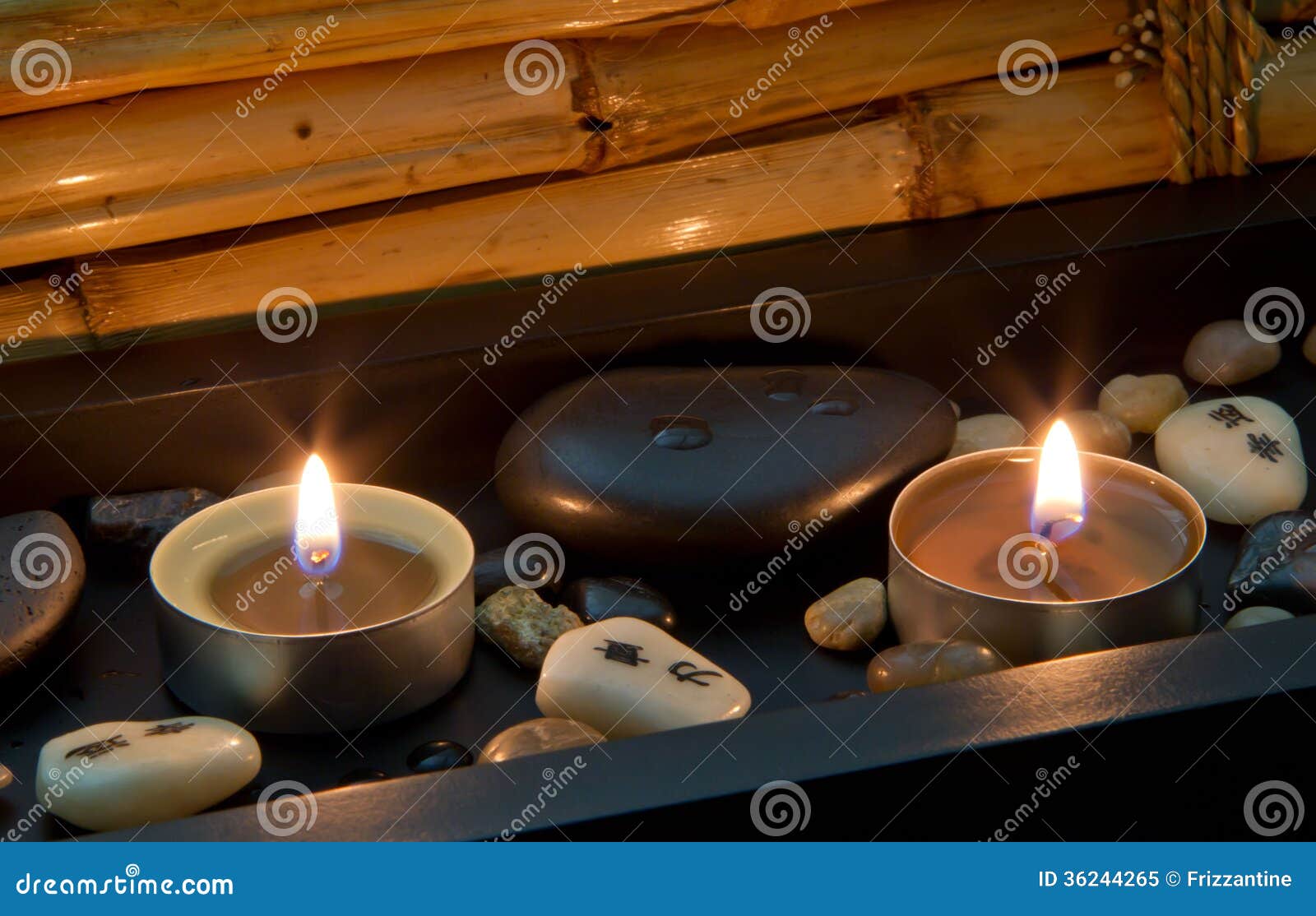 Spa Decoration In Asian Style With Stones And Candle Royalty Free ...