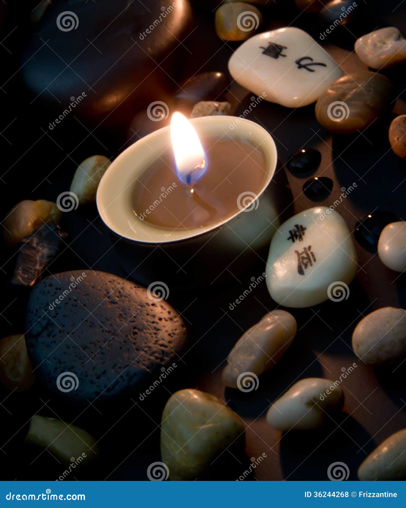 Spa Decoration In Asian Style With Stones And Candle Royalty Free ...