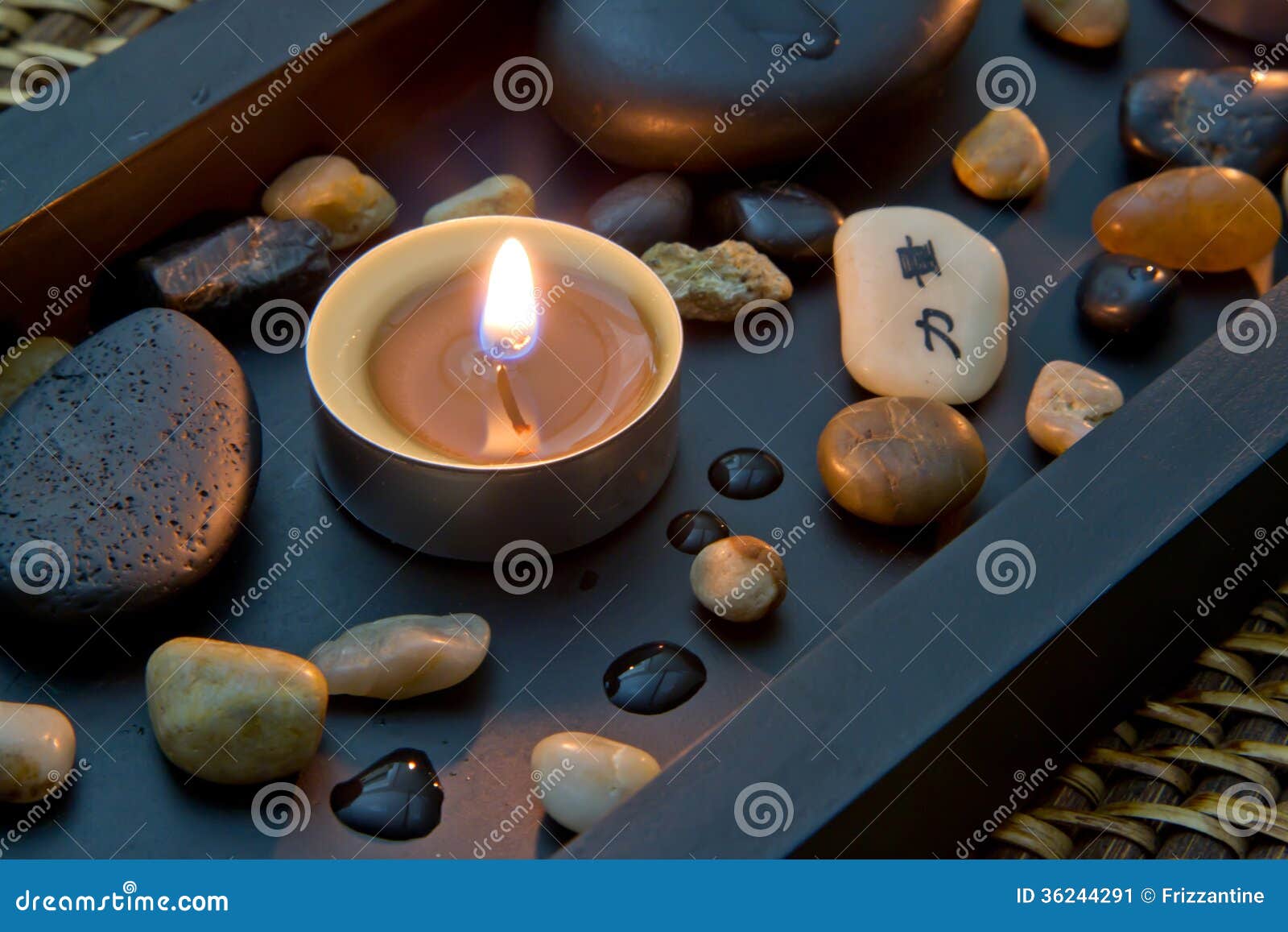 Spa Decoration In Asian Style With Stones And Candle Stock Image ...