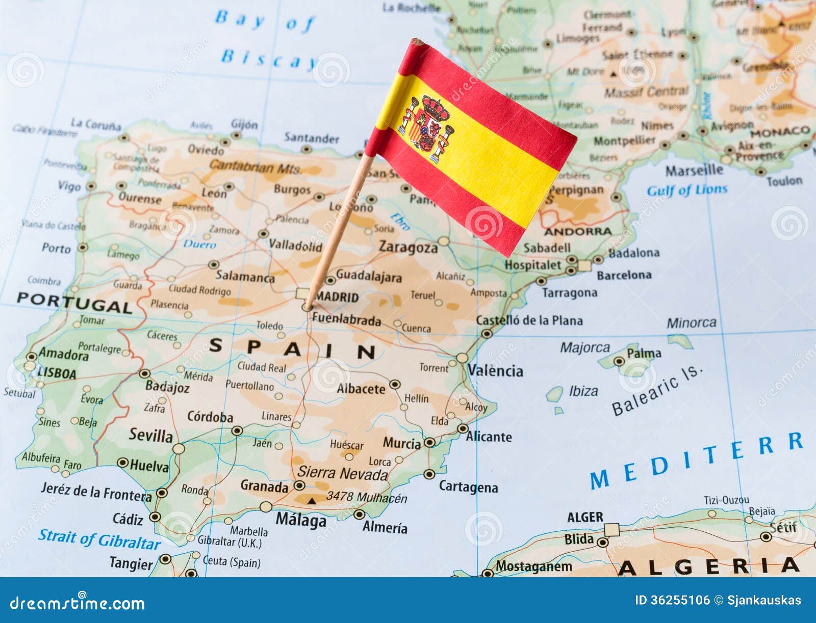 spain on a map