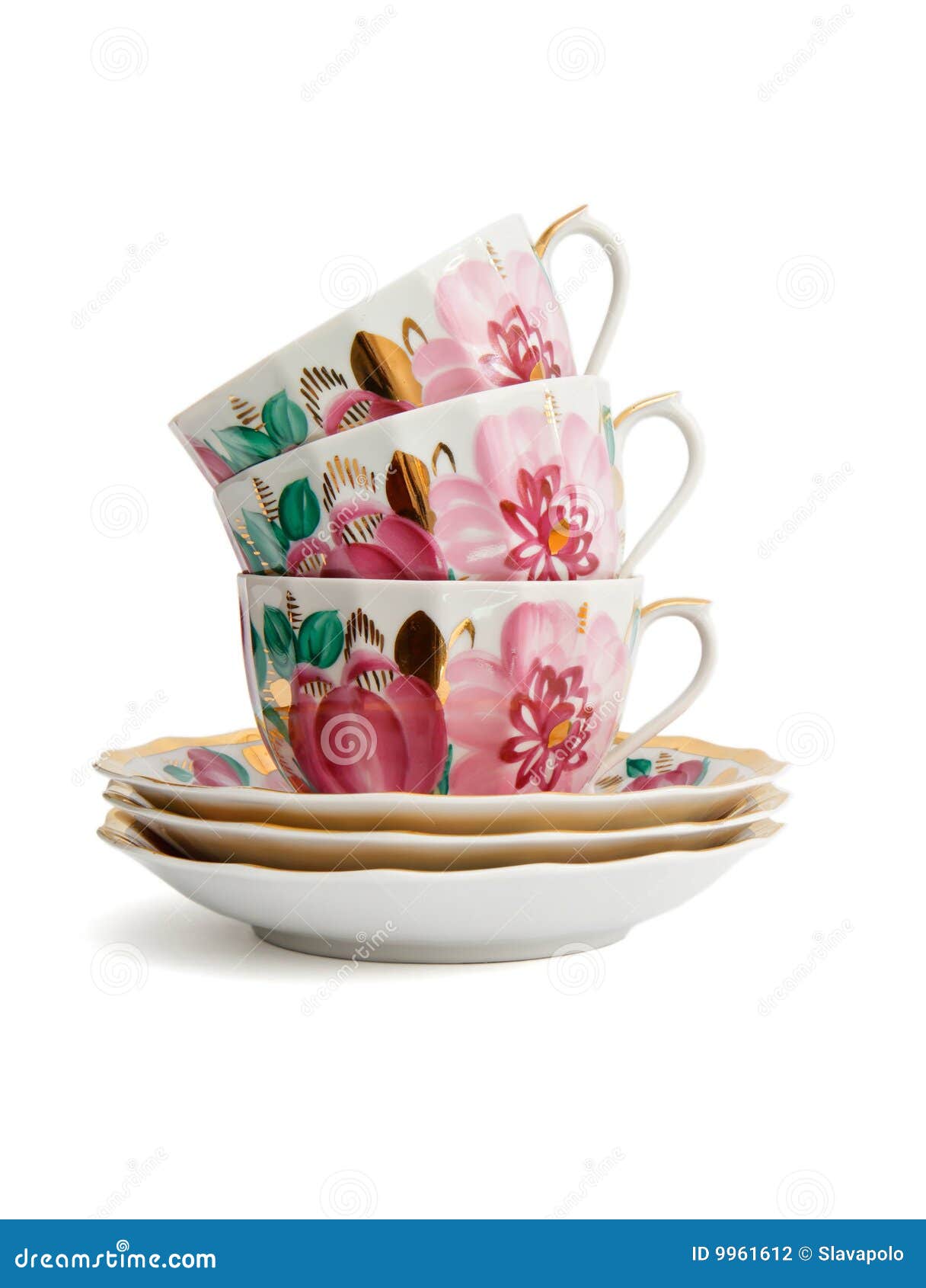 Stack Of Three Tea Cups Isolated Stock Photography Image 9961612