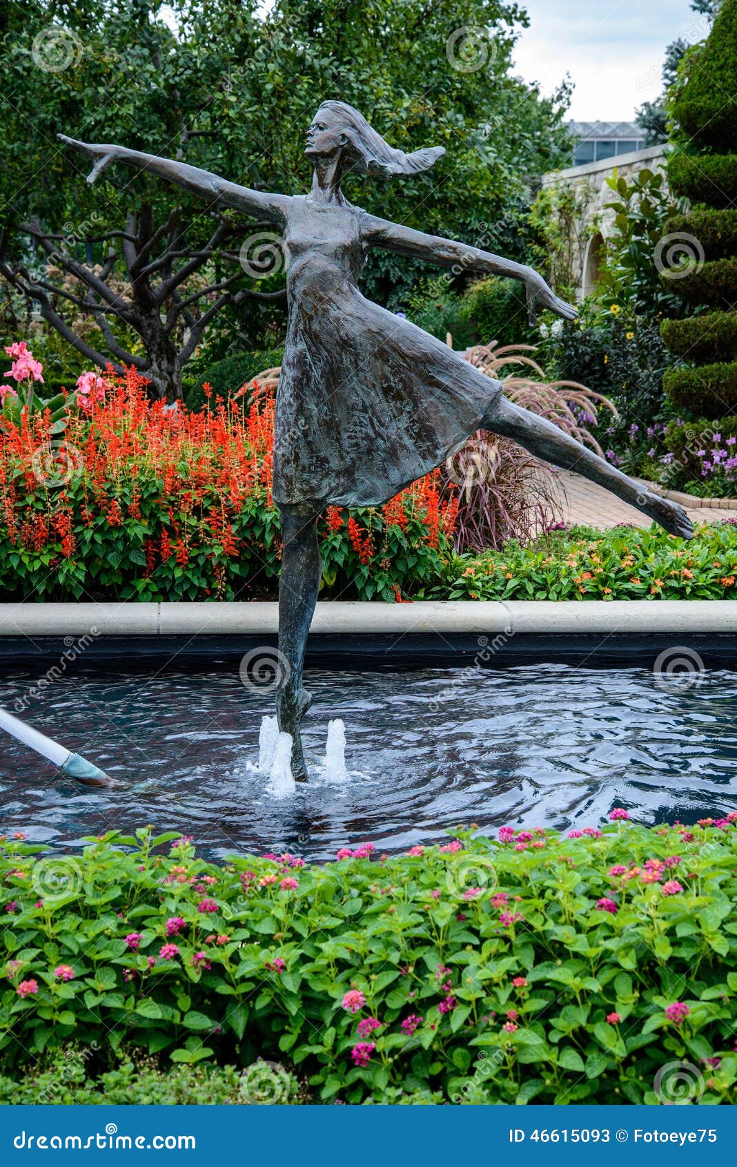 Beautiful Flower Garden With Fountain