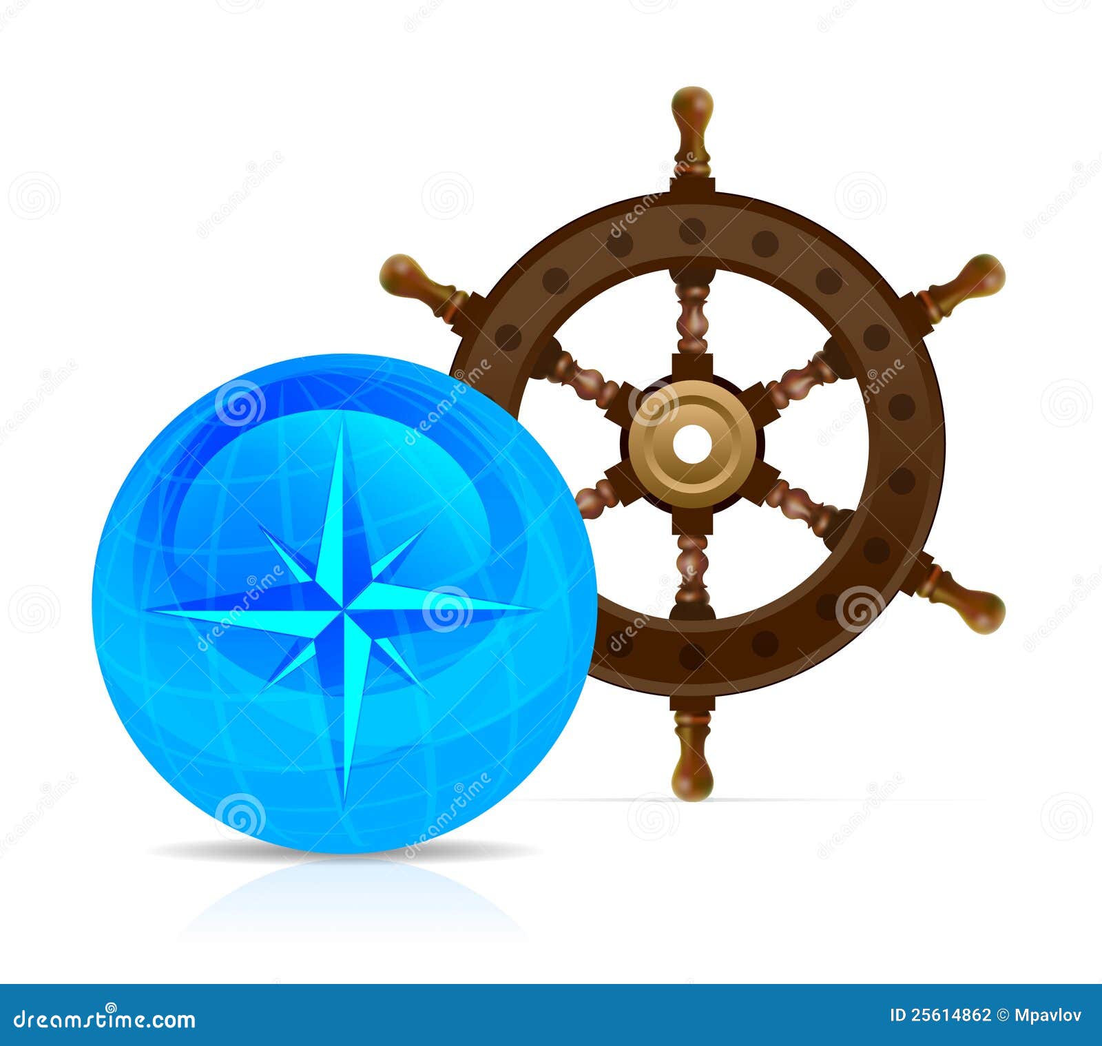 Steering Wheel With Globe And Compass Stock Photography Image 25614862
