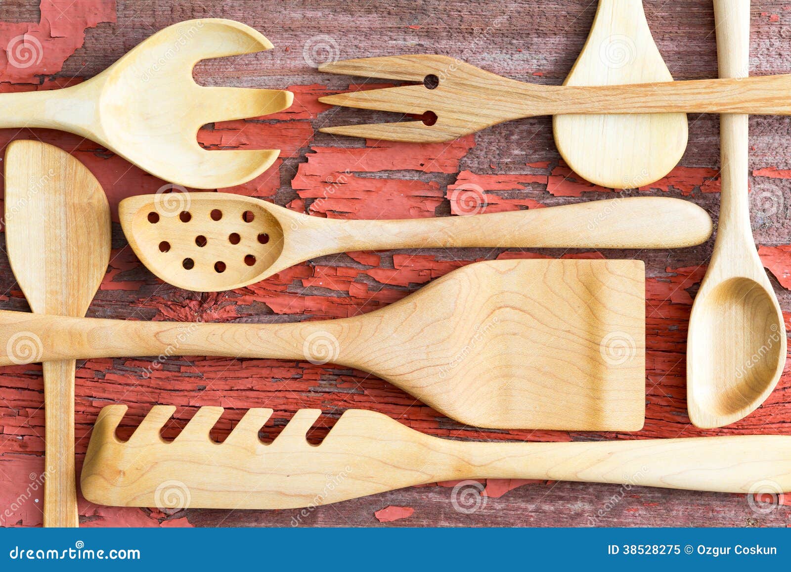 Still Life Arrangement Of Wooden Kitchen Utensils Royalty Free ...