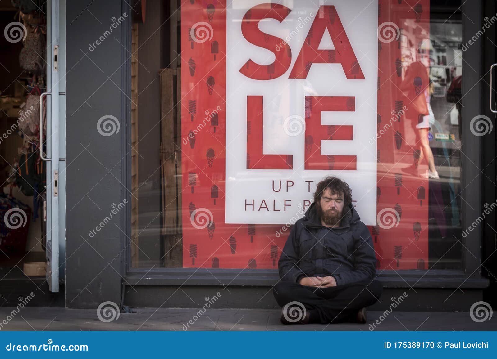 Homeless Half Naked Man Sleeping In The Park Editorial Image