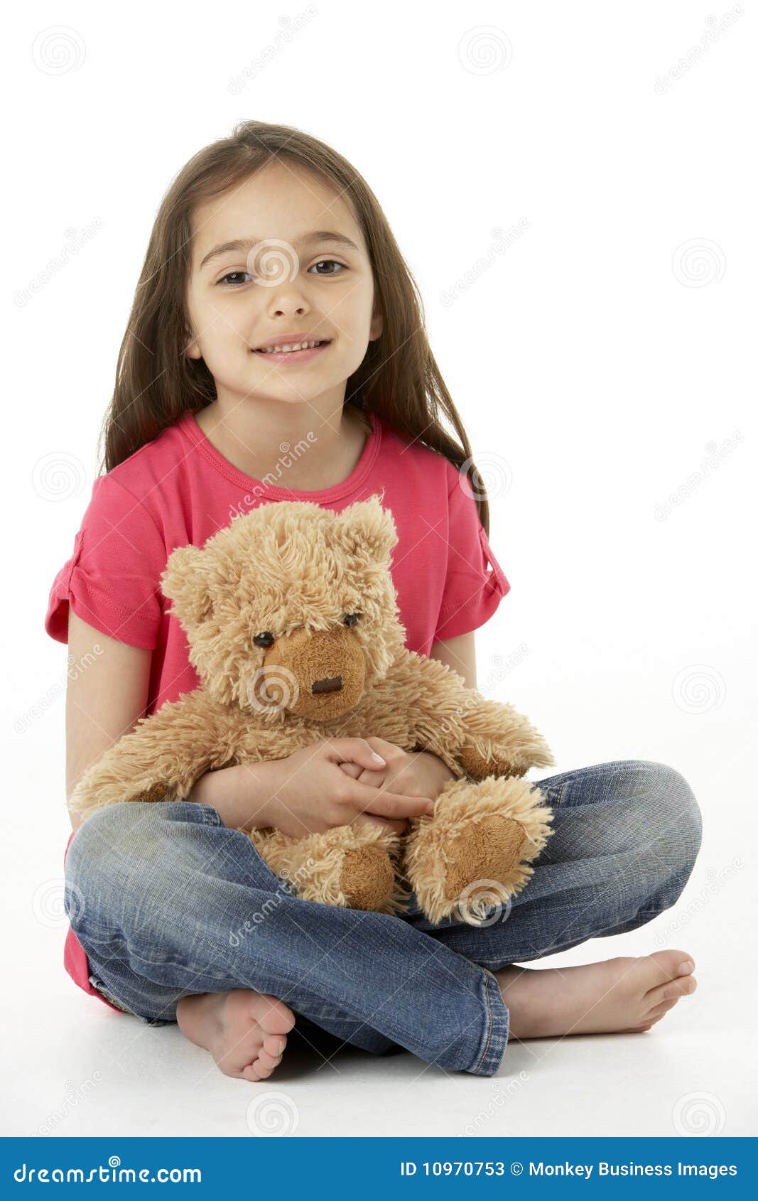 Studio Portrait Of Smiling Girl With Teddy Bear Stock Photos - Image: 10970753