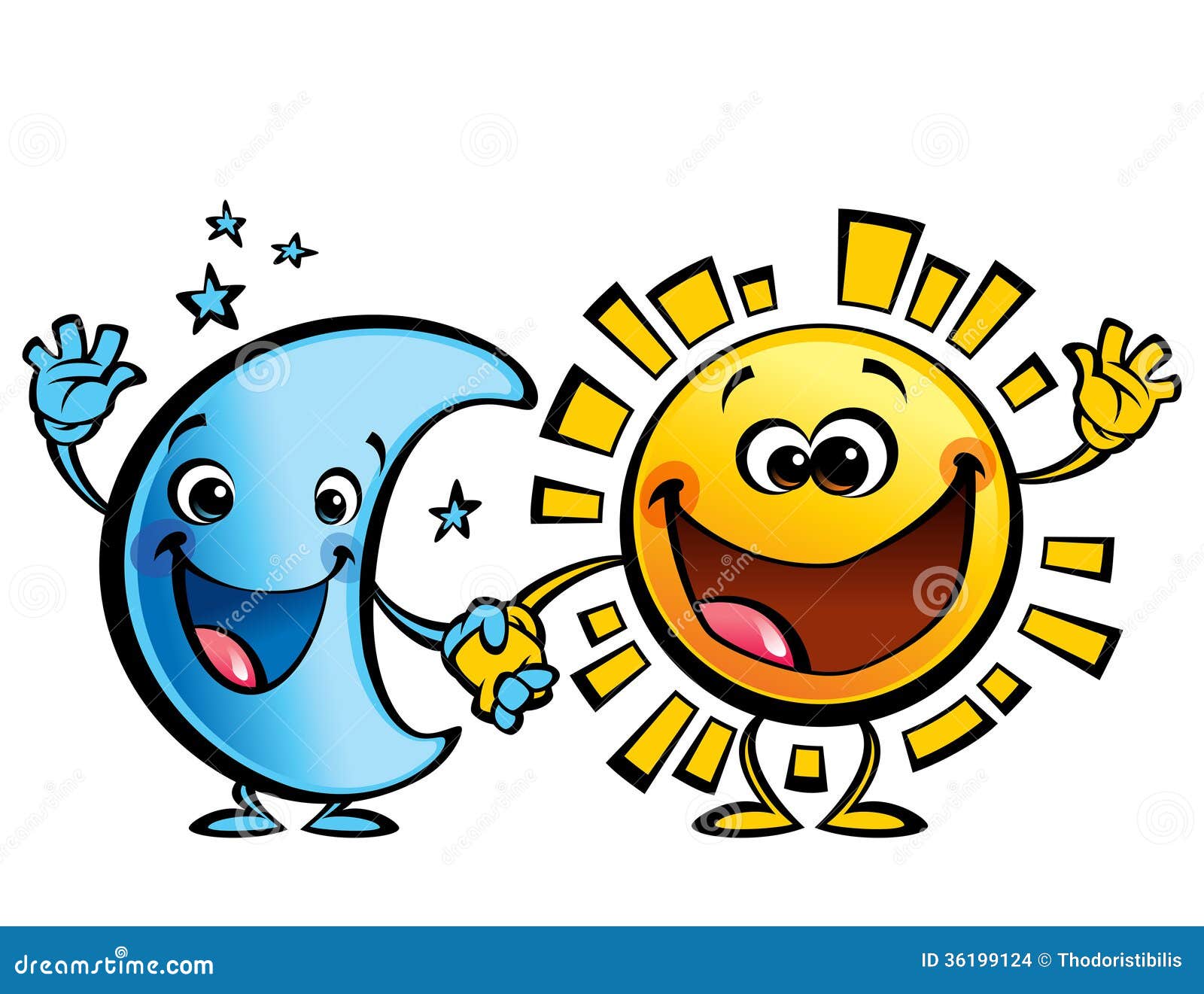Sun And Moon Best Friends Baby Cartoon Characters Stock Images - Image